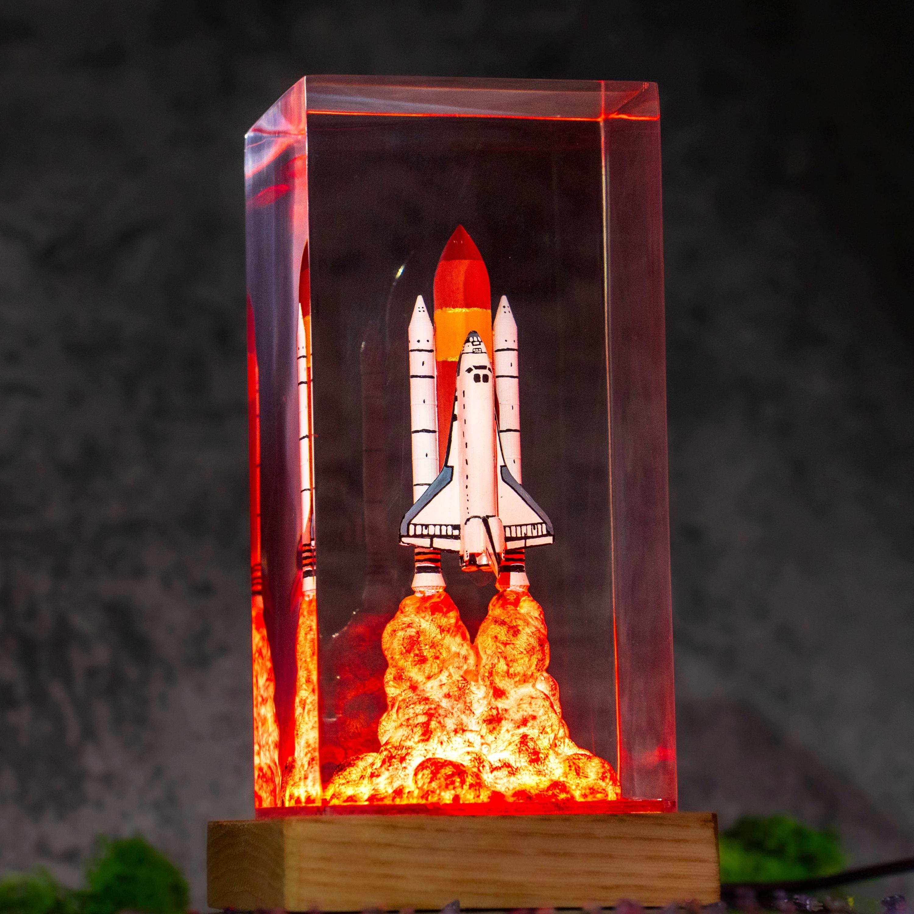 Artemis II Astronaut Moon resin lamp, NASA Space Launch Light,  SpaceX Starship Rocket Launch Lamp, Artemis II Space Launch System Rocket