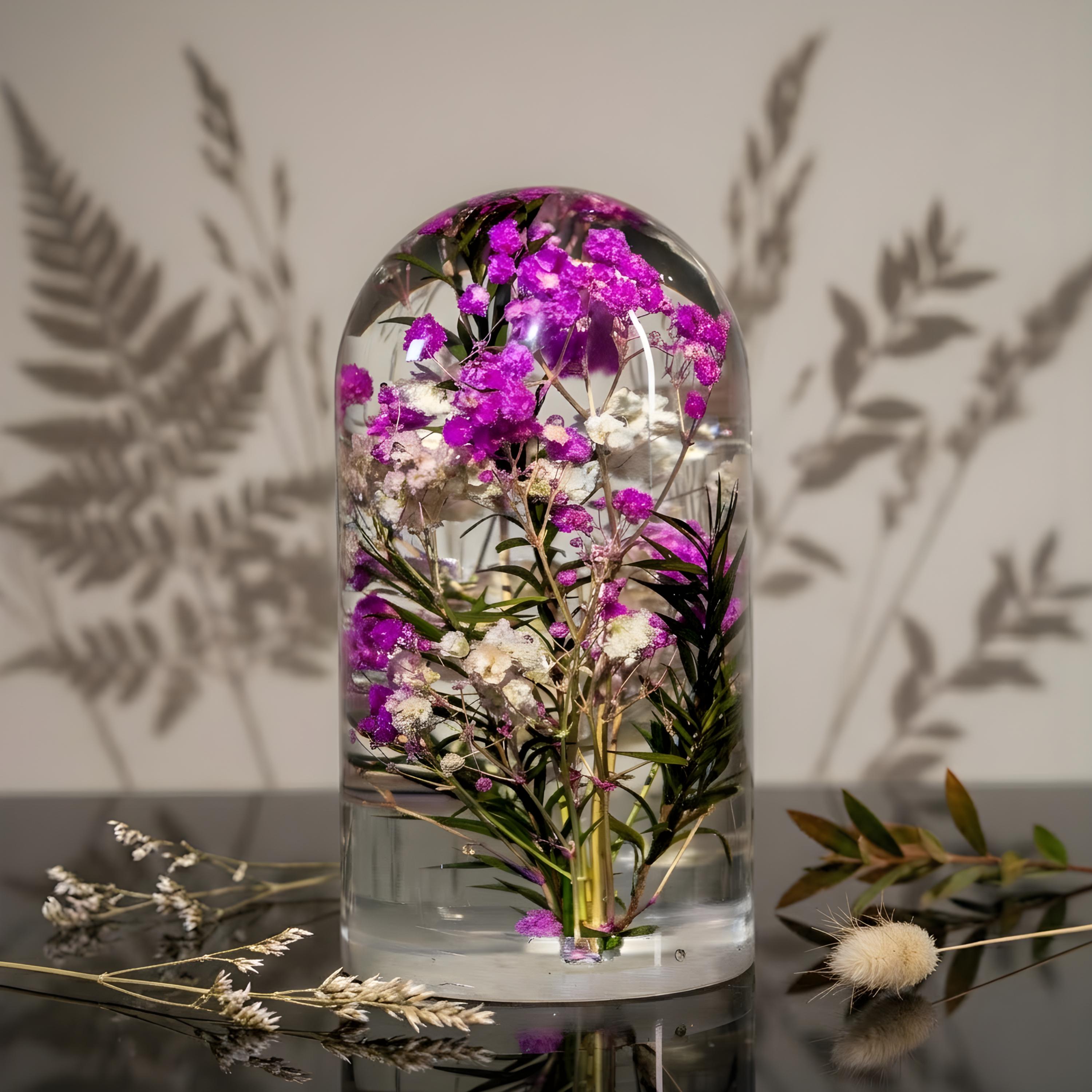 Immortal Flower epoxy lamp, Personalized wood engraved lamp, Romantic Flower Dome Lamp, Handmade Epoxy Lamp, Anniversary Gift