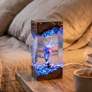 Pokemon Gengar resin lamp – Unique Epoxy Night Light, p0kemon resin lamp, Gift for Him, gengar figure, father's day gift ideas, Gift for dad image 4