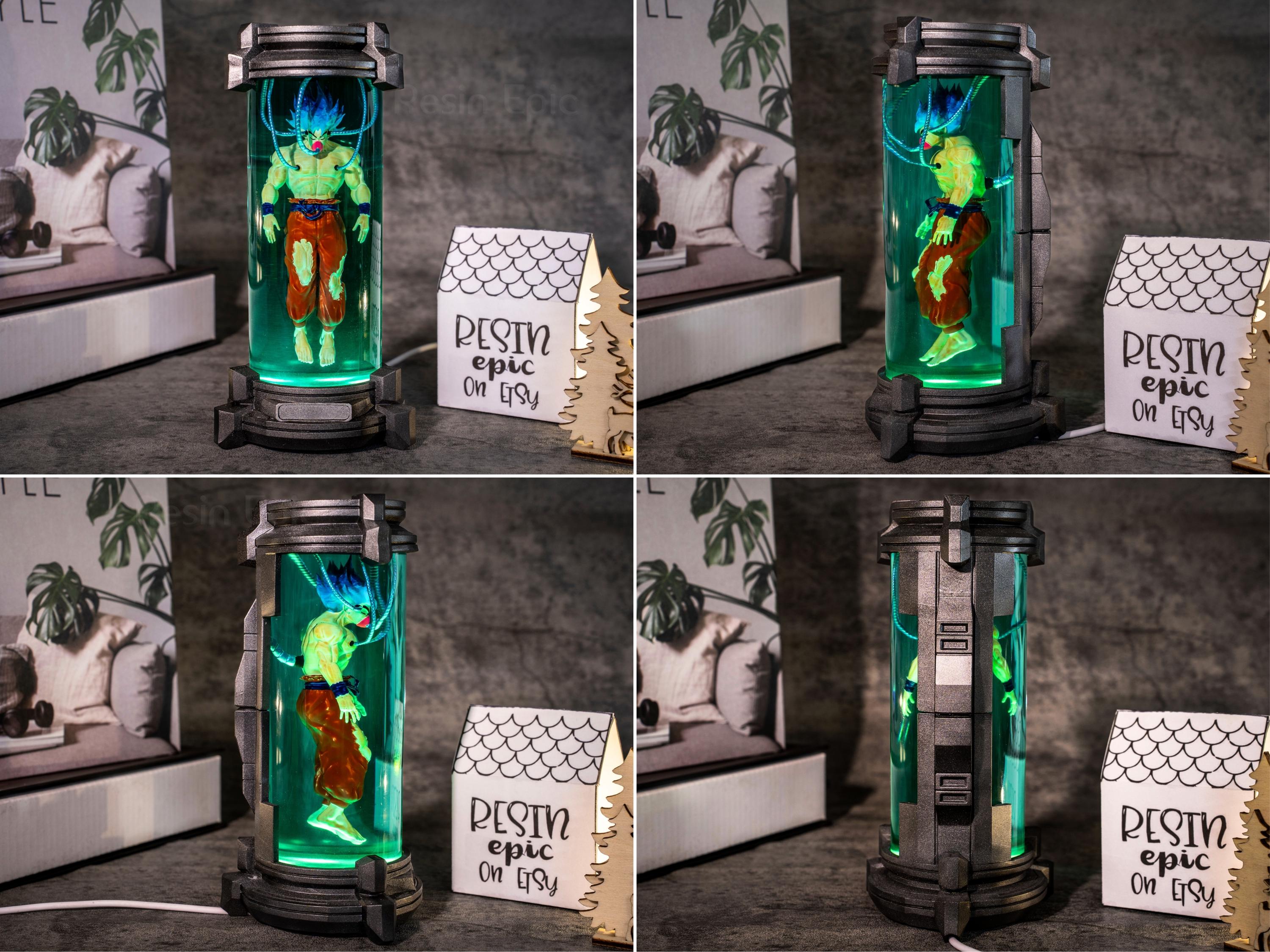 il_fullxfull.6905984727_b6yi Goku resin lamp, Anime Warrior vs Healing Pod Resin Lamp - anime resin night light, playroom decore for him