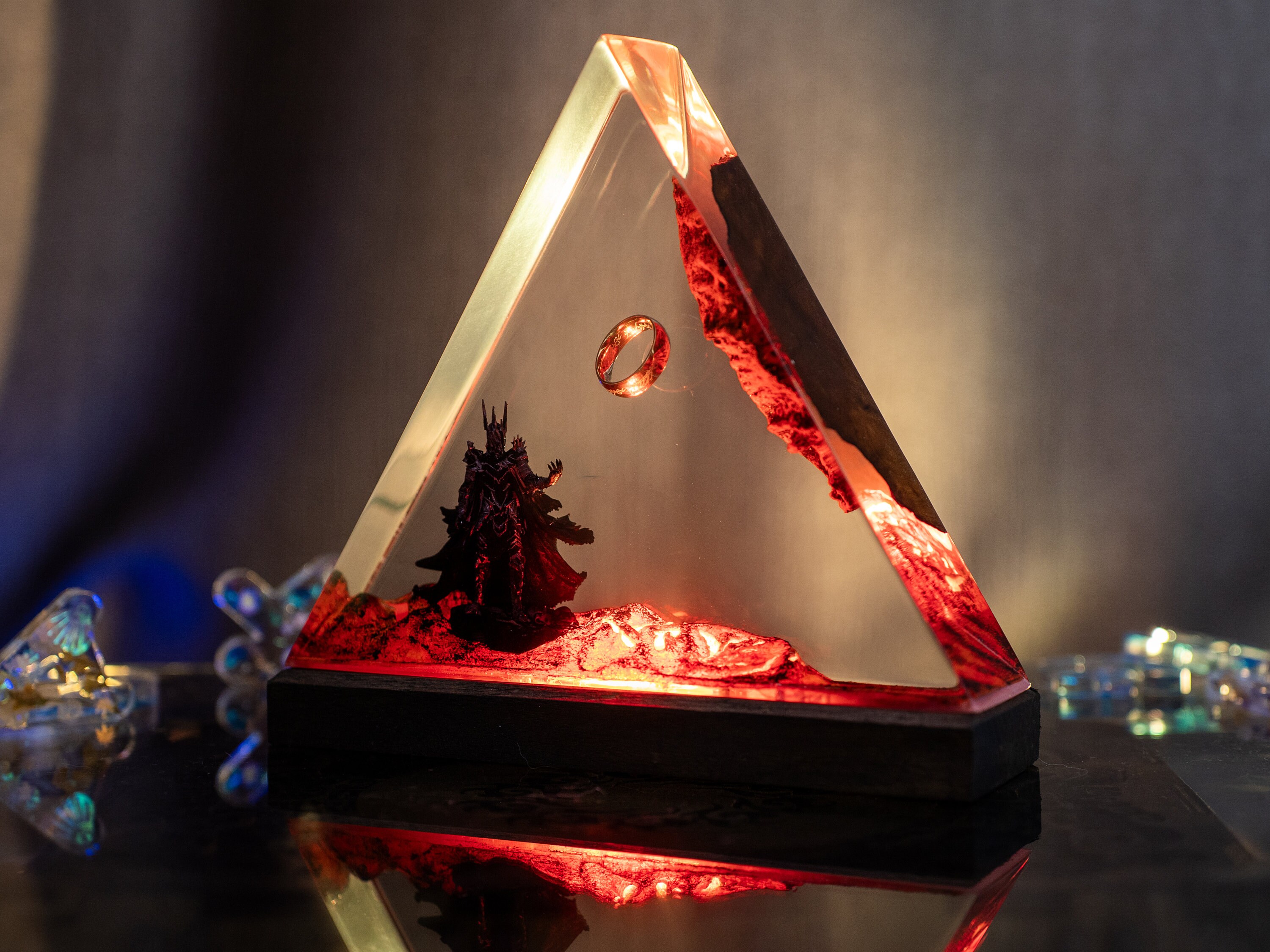 Ring of Flame Resin night light– Volcanic Diorama Light, Dark Fantasy Desk Decor, Gift for Him, valentine's gifts