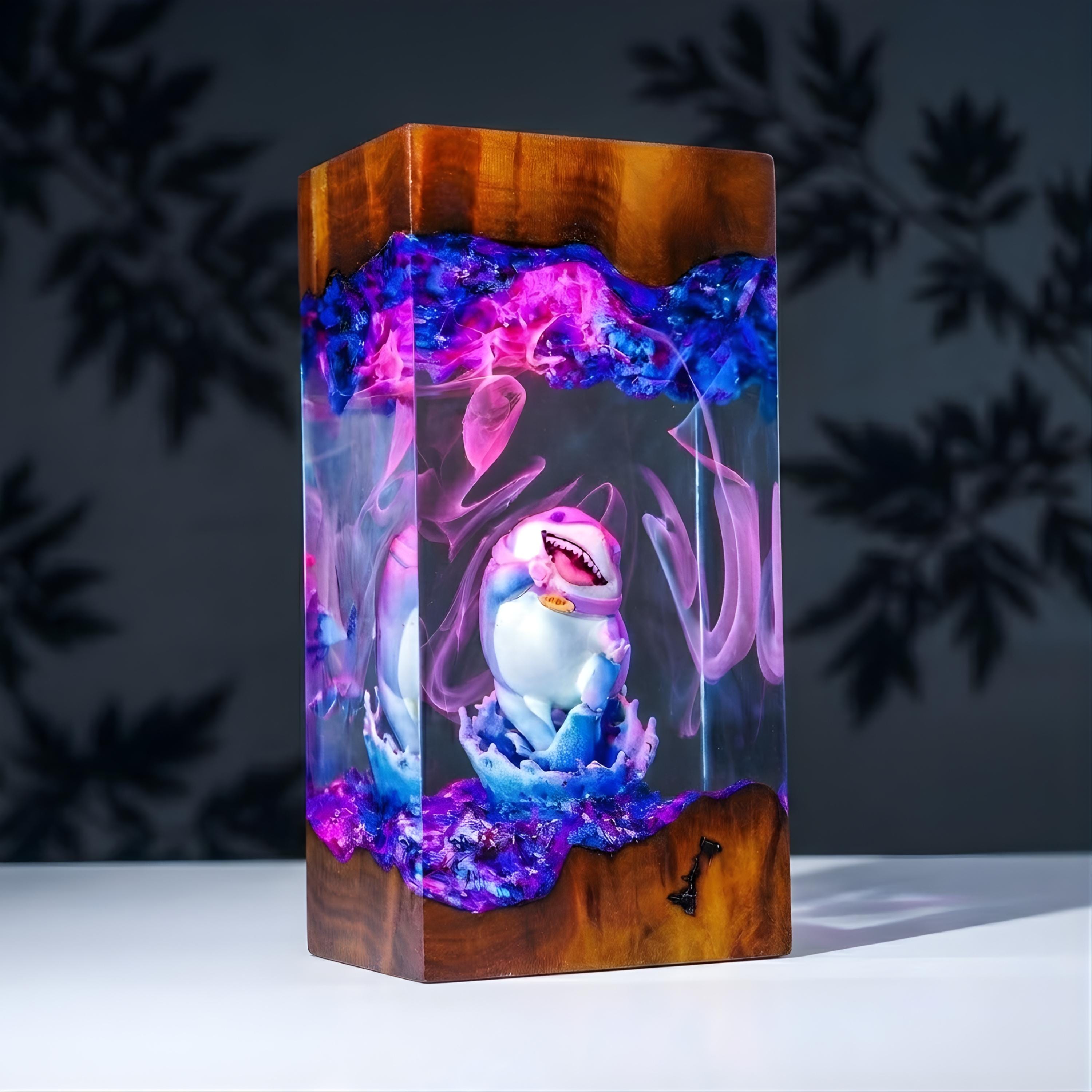 Batman Resin Lamp, DC Superhero Lamp, Unique Superhero Gift for him, DC Comic Epoxy Art Desk Decor Gift For Him, Jeff the Shark Resin Lamp