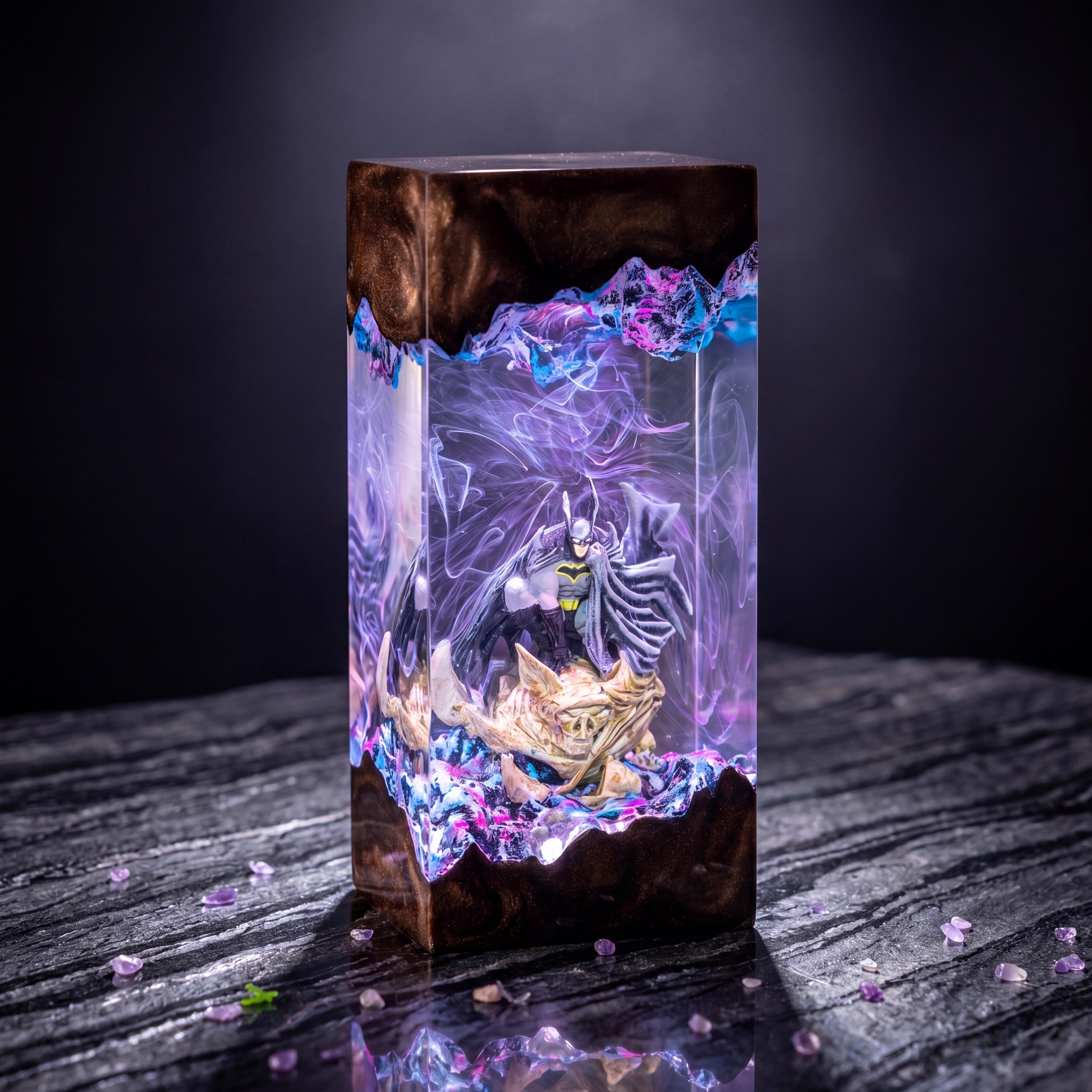 Jeff the Shark Resin Lamp, Kawaii Shark Decor, birthdays gift ideas, Batman Resin Lamp, Unique Superhero Gift for him