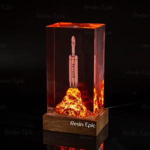 SpaceX Falcon Heavy diorama lamp, Starship resin night lights- Handmade Decor, desk lamp, art decor lamp, gift for him, Father&#39;s Day gifts