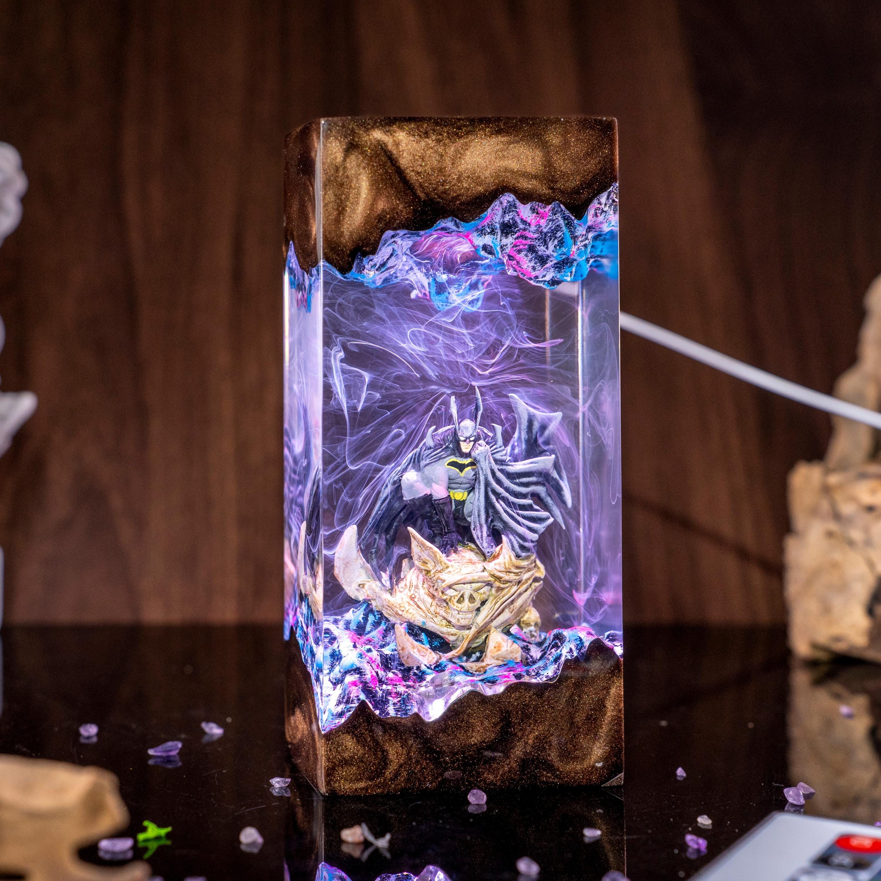 Batman Resin Lamp, DC Superhero Lamp, Unique Superhero Gift for him, DC Comic Epoxy Art Desk Decor Gift For Him, Jeff the Shark Resin Lamp