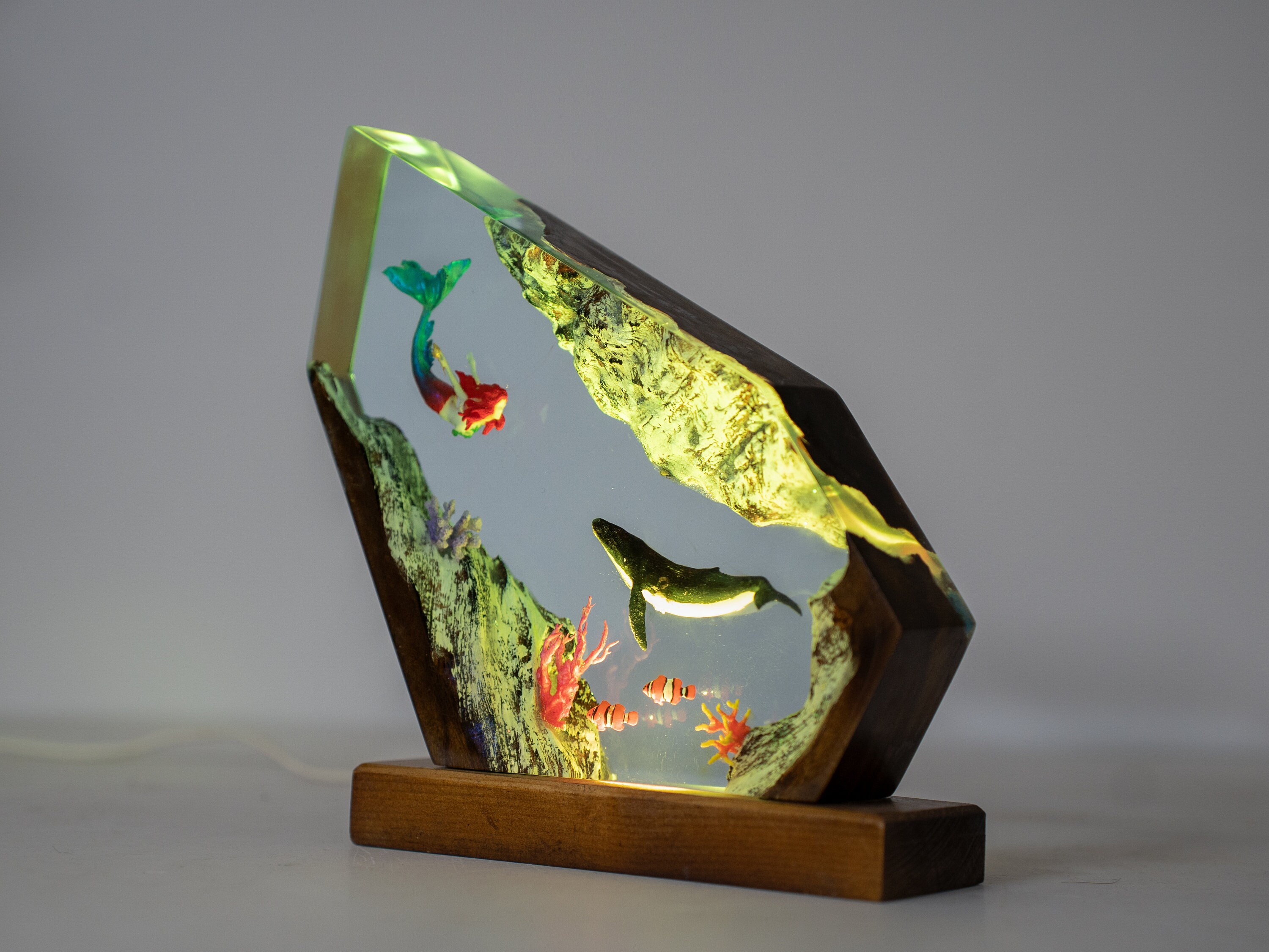 Turtle and Mermaid Resin night lights-  home decor, resin night light, desk lamp, gift for home, christmas gift