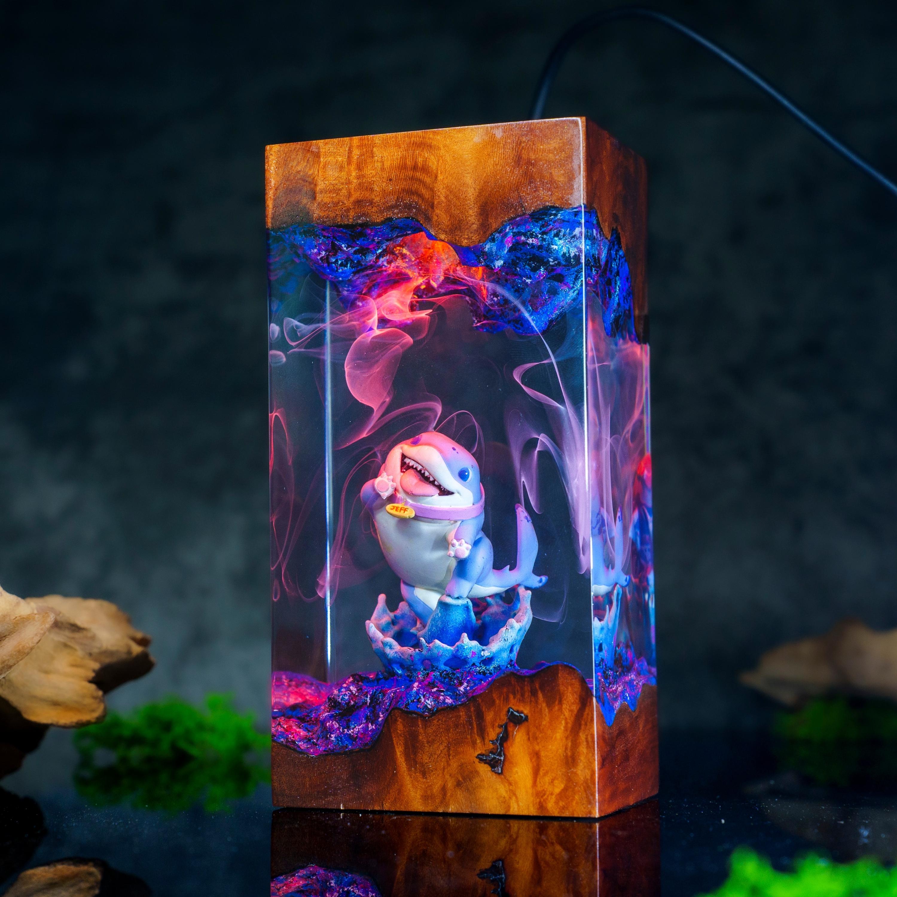 Batman Resin Lamp, DC Superhero Lamp, Unique Superhero Gift for him, DC Comic Epoxy Art Desk Decor Gift For Him, Jeff the Shark Resin Lamp