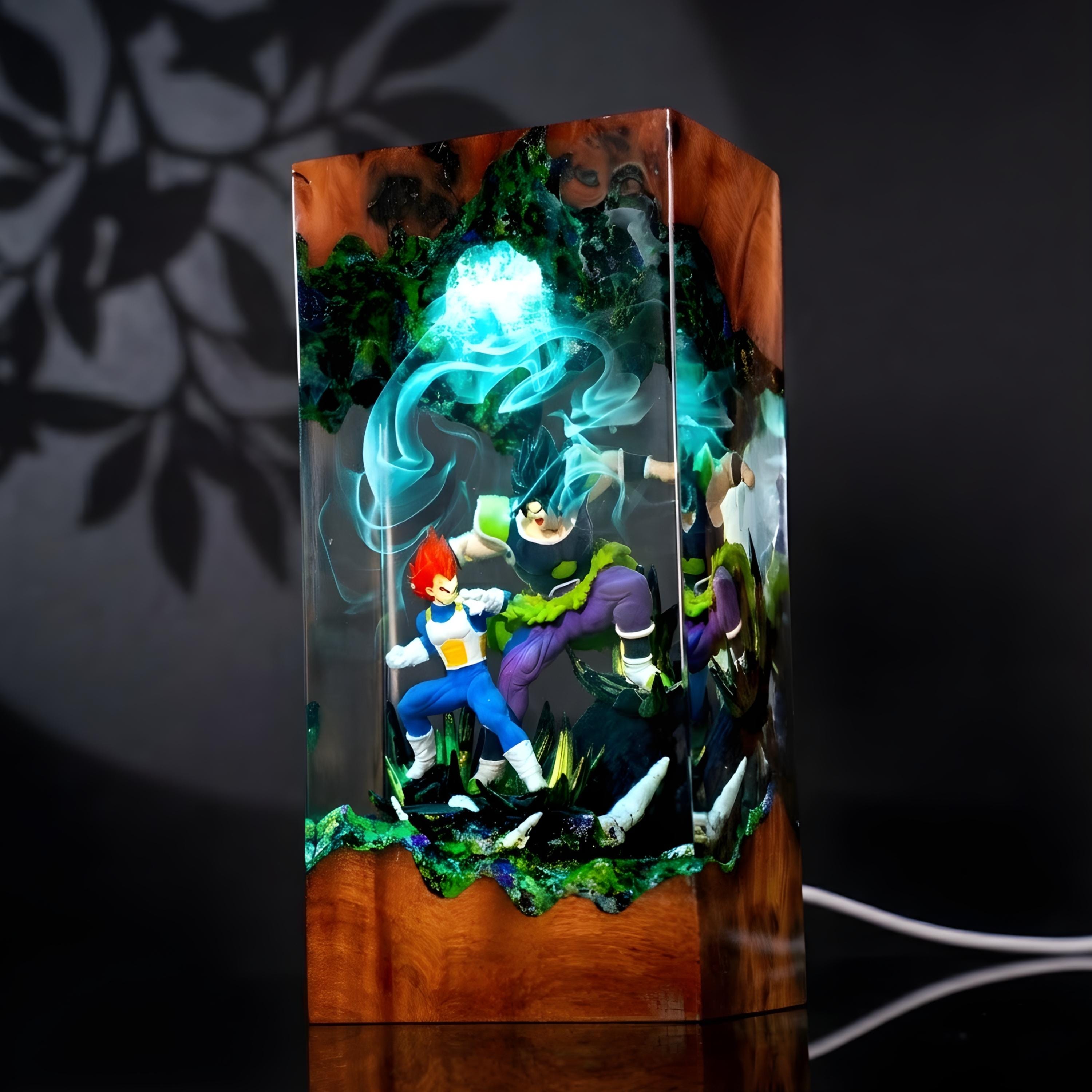 Dragon ball Majin Son goku and vegeta resin night light, Super Saiyan Battle Lamp, Unique Gift for Anime Lovers