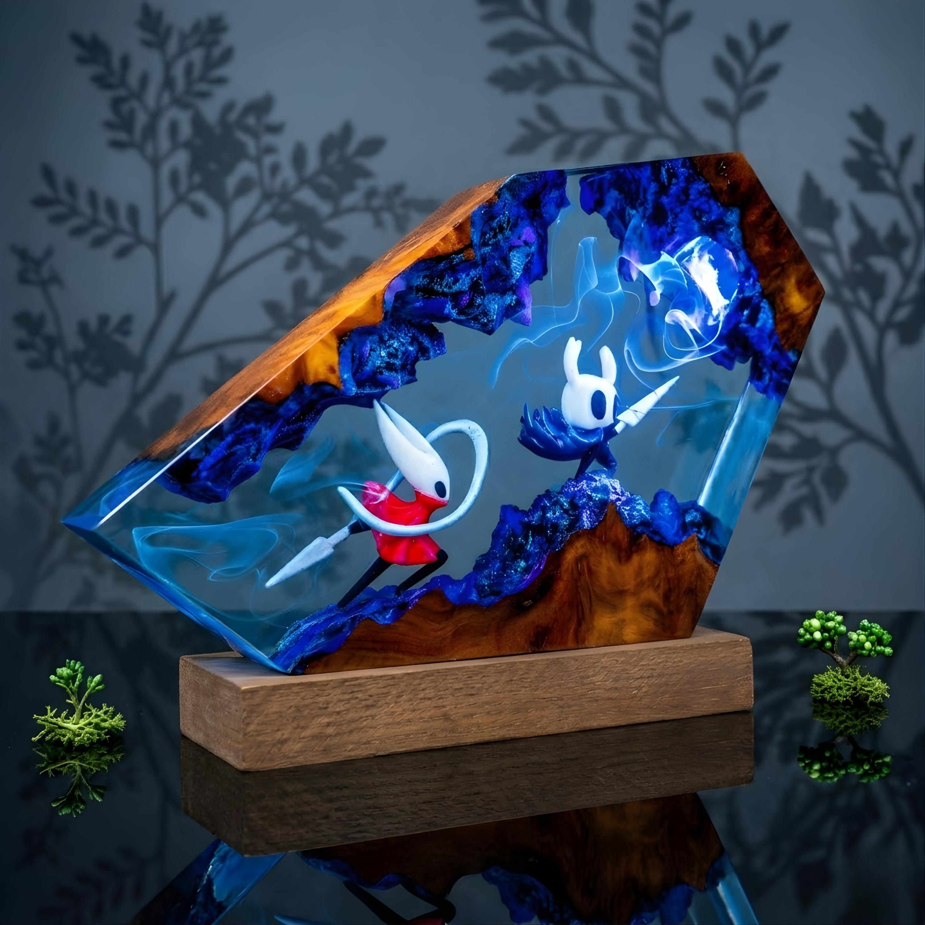 H0llow Knight Resin night light – Silksong Game Collectible, Handmade Epoxy Miniature Diorama, Hornet figure  for him