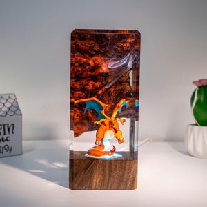 Custom Resin Night Light, Fire Dragon Lamp, Fantasy Monster Diorama, Kids Bedroom Decor, Gift for Her or Him