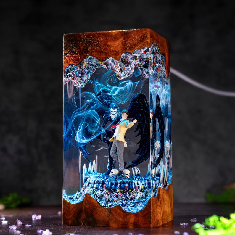 Jotaro Kujo Resin Lamp, Gojo Satoru resin night light, Jujutsu Kaisen-Inspired Collectible, Otaku Room Decor Gift, Death Note Resin Lamp image 13