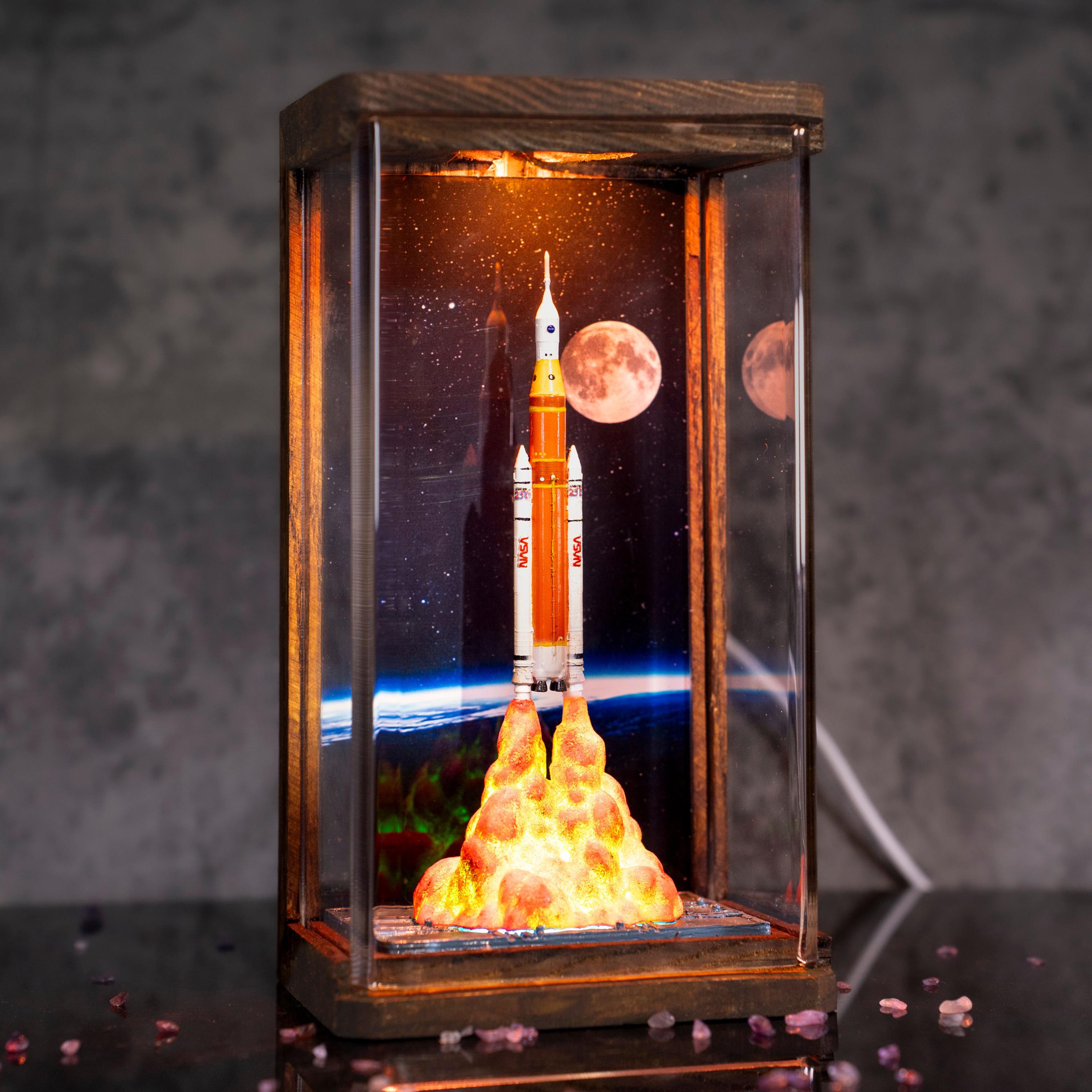 Artemis II Astronaut Moon lamp, NASA Space Launch Light, Artemis II Space Launch System Rocket Model