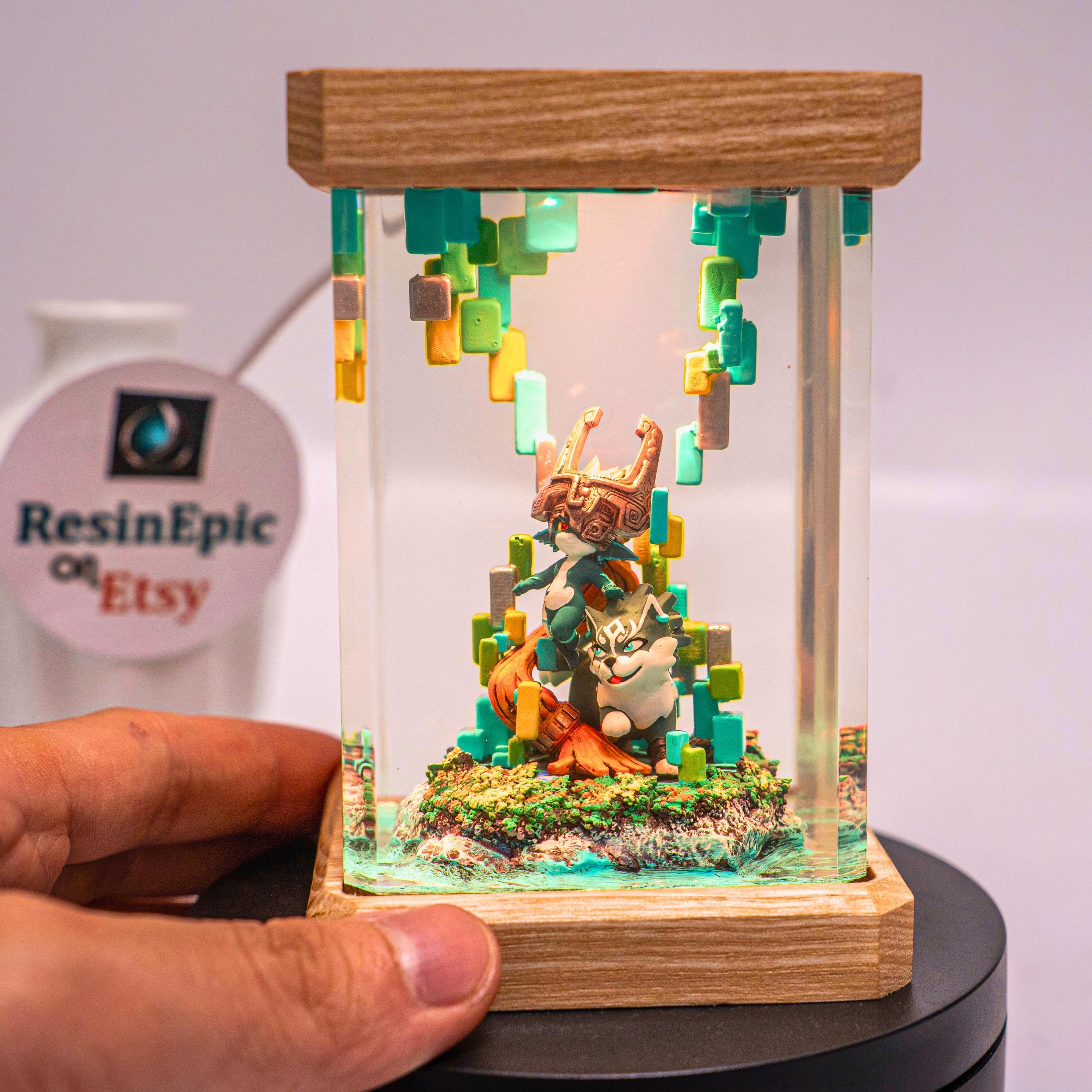 Midna and Wolf Link ZelDa Resin Night Light – Zelda Twilight Princess Diorama Lamp, Handmade Fantasy Game Decor, Gift for Gamers