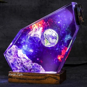 Space Galaxy Epoxy Resin night light - Space Decor, Gift for Him, Galaxy Gift for Home, Interstellar resin lamp, Space Night Lights