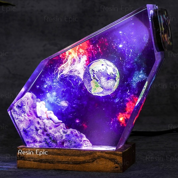 Space Galaxy Epoxy Resin night light - Space Decor, Gift for Him, Galaxy Gift for Home, Interstellar resin lamp, Space Night Lights