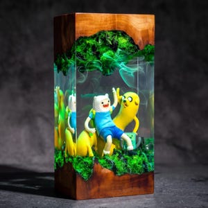 Adventure Time Finn Jake Resin Lamp, Adventure Time Night Light, Cartoon Epoxy Lamp, Jake the Dog Gift, Fantasy Collectible for kids