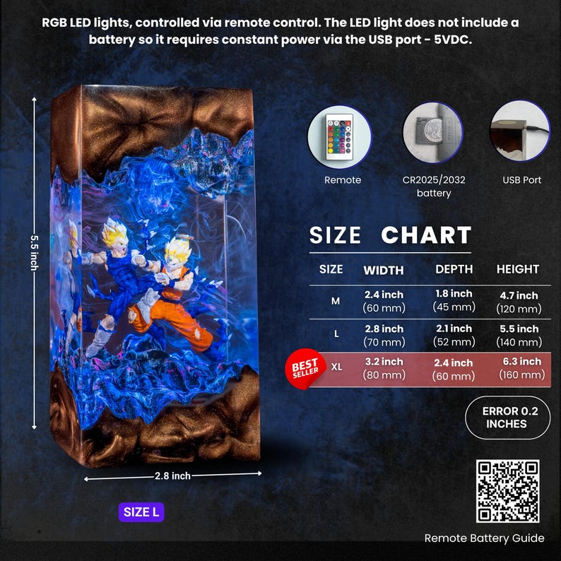 Dragon Ball Majin Son Goku en Vegeta hars nachtlampje, Super Saiyan gevechtslamp, uniek cadeau voor anime-liefhebbers afbeelding 2