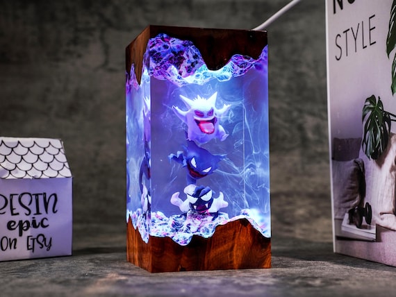 Pokemon Gengar resin lamp – Unique Epoxy Night Light, p0kemon resin lamp, Gift for Him, gengar figure, father's day gift ideas, Gift for dad