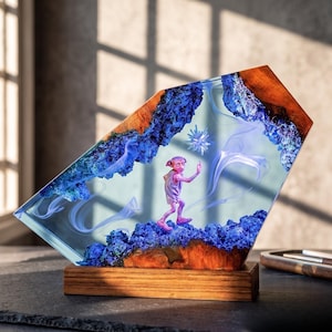 Lámpara de resina con forma de anillo de llama – ideas para regalos de Navidad, lámpara de resina epoxi personalizada, iluminación para la decoración del hogar, luz nocturna de resina, lámpara Sauron para él imagen 16