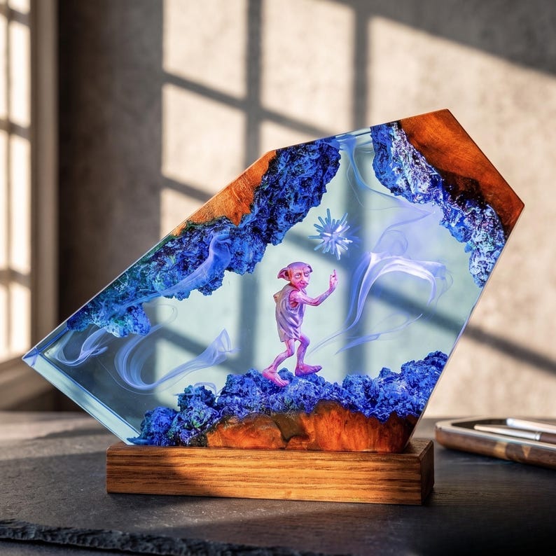 Lámpara de resina con forma de anillo de llama – ideas para regalos de Navidad, lámpara de resina epoxi personalizada, iluminación para la decoración del hogar, luz nocturna de resina, lámpara Sauron para él imagen 16