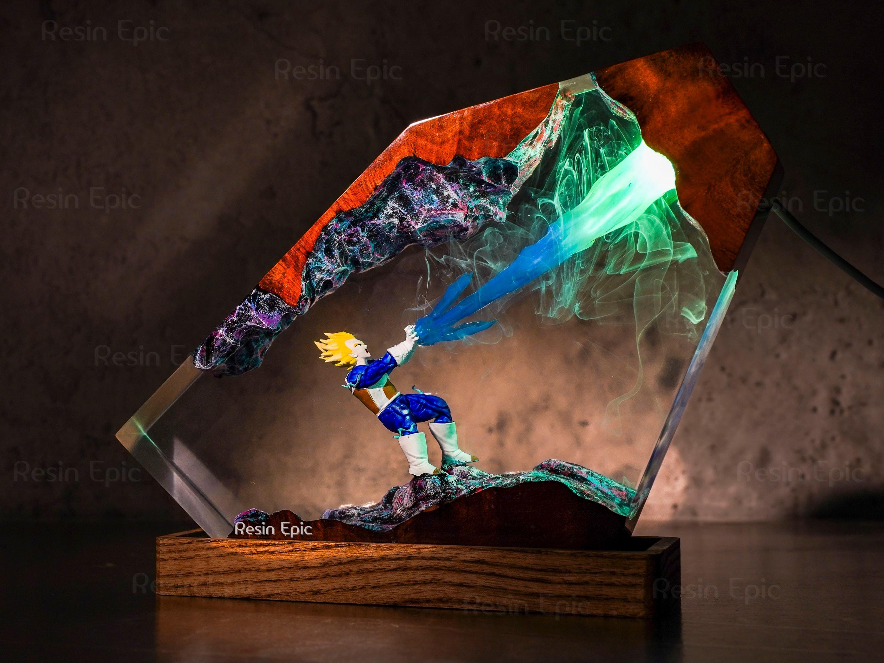 Custom anime Dragon ball resin night light, Super Fighter Energy Beam, playroom decore for him, unique gift for kids, goku resin lamp