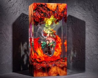 Inosuke Resin Epoxy Night Lamp, Demon Slayer Diorama lamp, Kimetsu no Yaiba Decor, playroom decore for him, christmas gift ideas