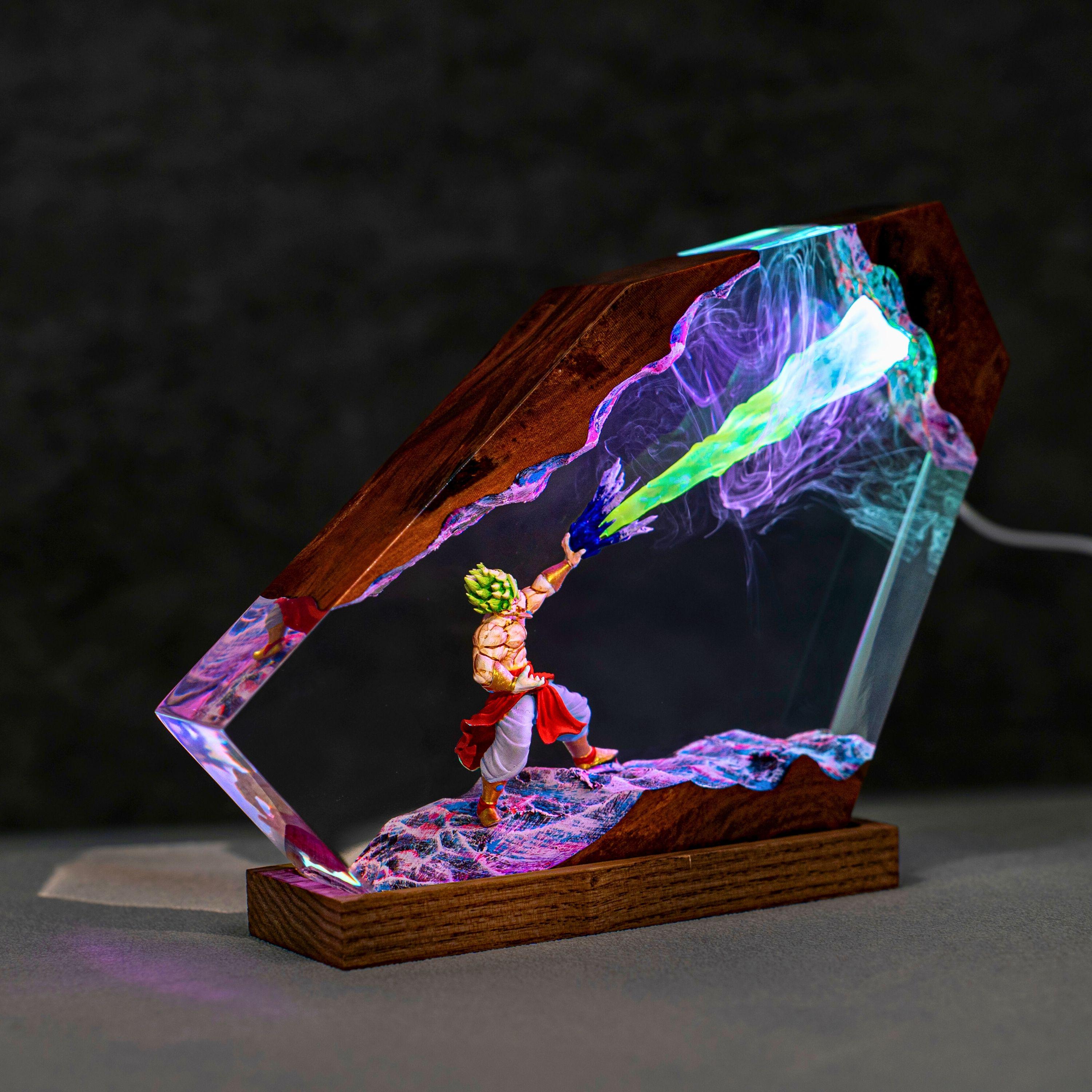 il_fullxfull.7458164231_ov5k Custom anime Dragon ball resin night light, Super Fighter Energy Beam, playroom decore for him, unique gift for kids, goku resin lamp