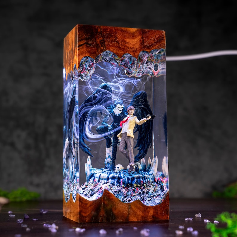 Jotaro Kujo Resin Lamp, Gojo Satoru resin night light, Jujutsu Kaisen-Inspired Collectible, Otaku Room Decor Gift, Death Note Resin Lamp Death Note