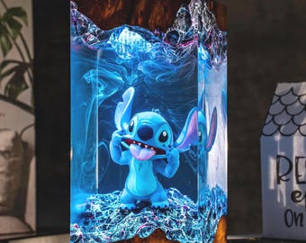 Stitch Resin Night Light – Blue Koala resin lamp, Custom Gift for Kids & Mother, Stitch and Lilo gift