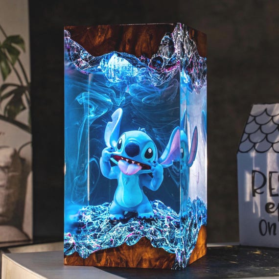 Stitch Resin Night Light – Blue Koala Resin Lamp, Custom Gift for