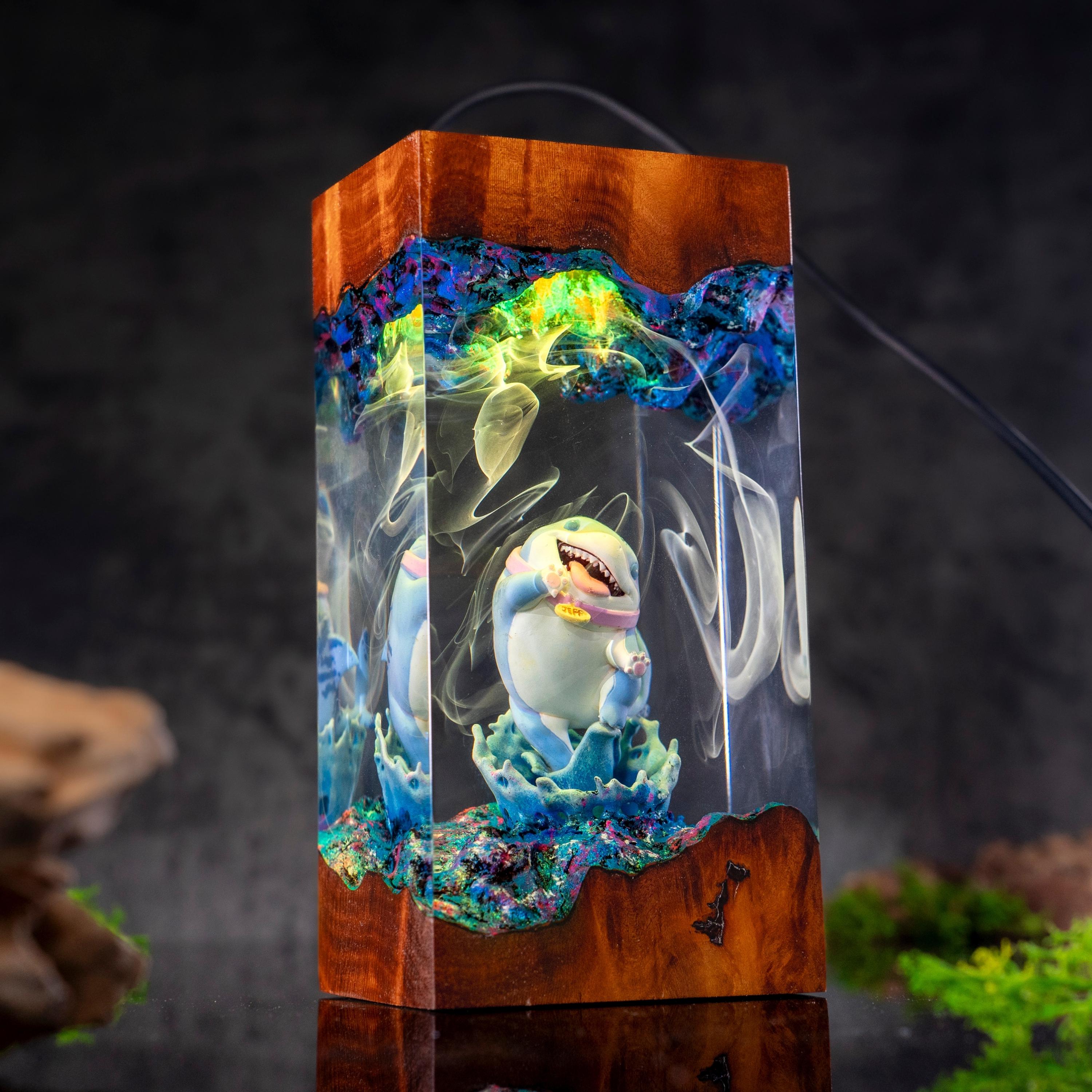 Batman Resin Lamp, DC Superhero Lamp, Unique Superhero Gift for him, DC Comic Epoxy Art Desk Decor Gift For Him, Jeff the Shark Resin Lamp