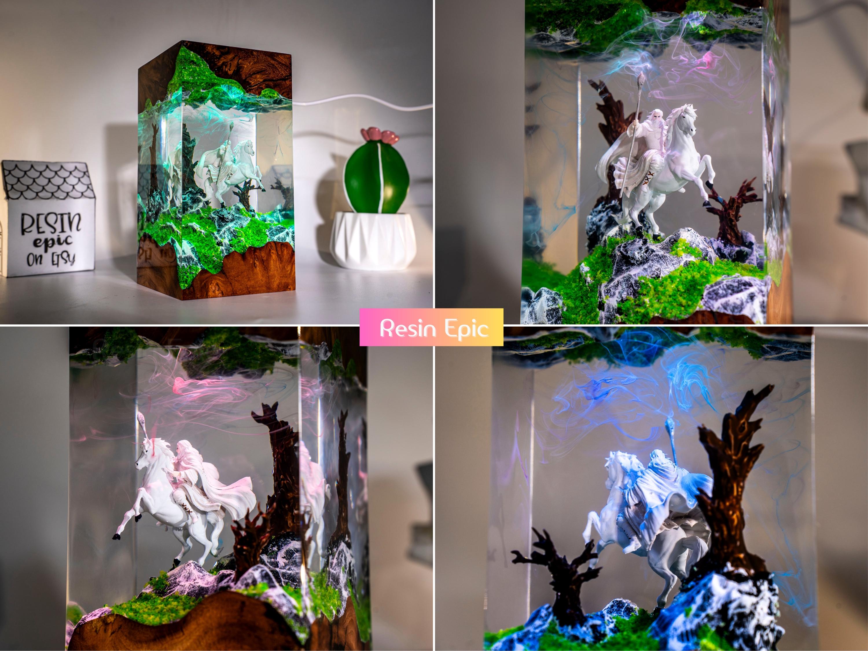 Handmade White Wizard Resin Lamp – lord of the rings resin lamp, gift for him
