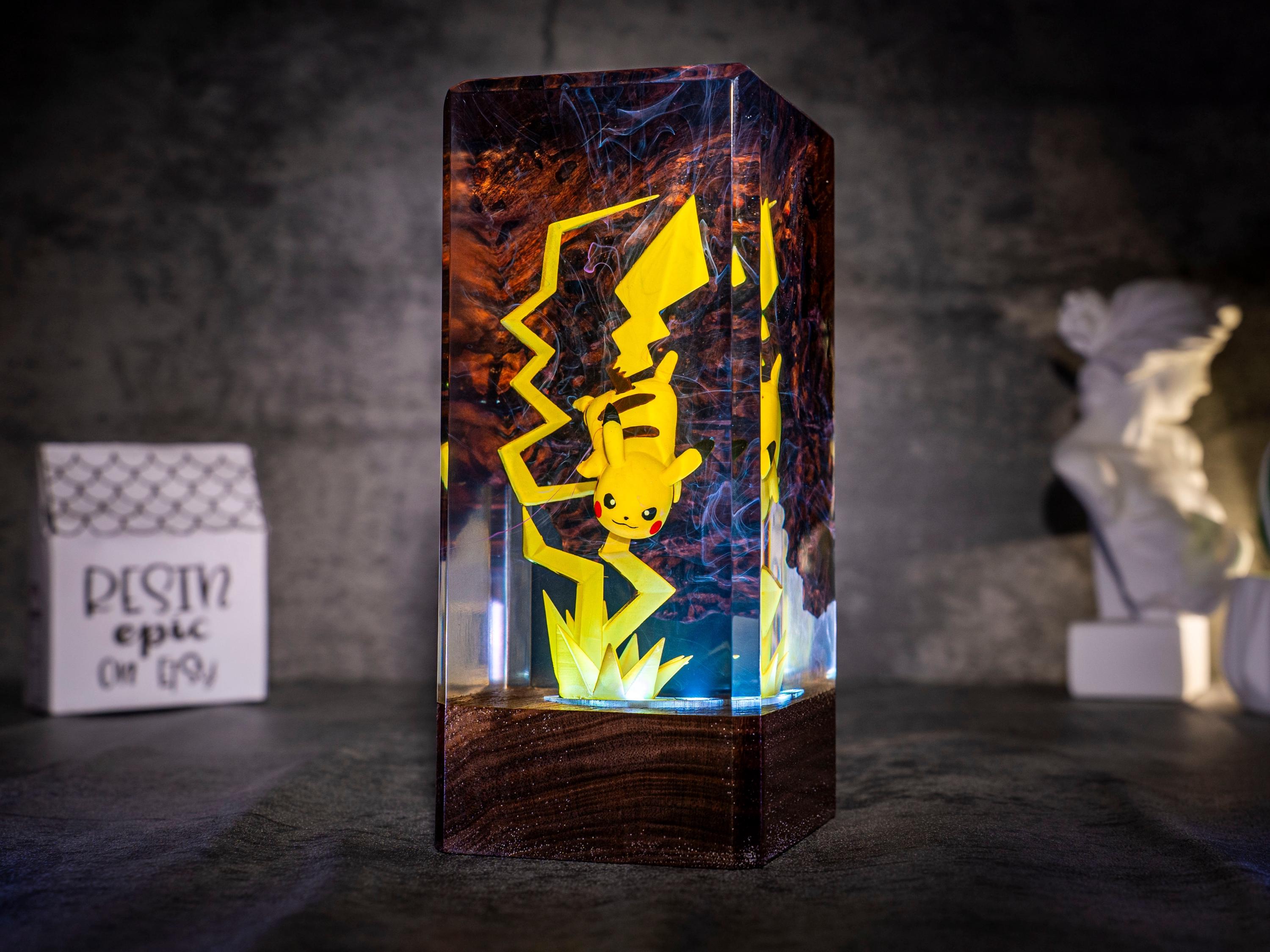 Handcrafted POKEMON Resin Lamp – PIKACHU Night Light, Custom Home Decor, Ideal Gift for Kids,