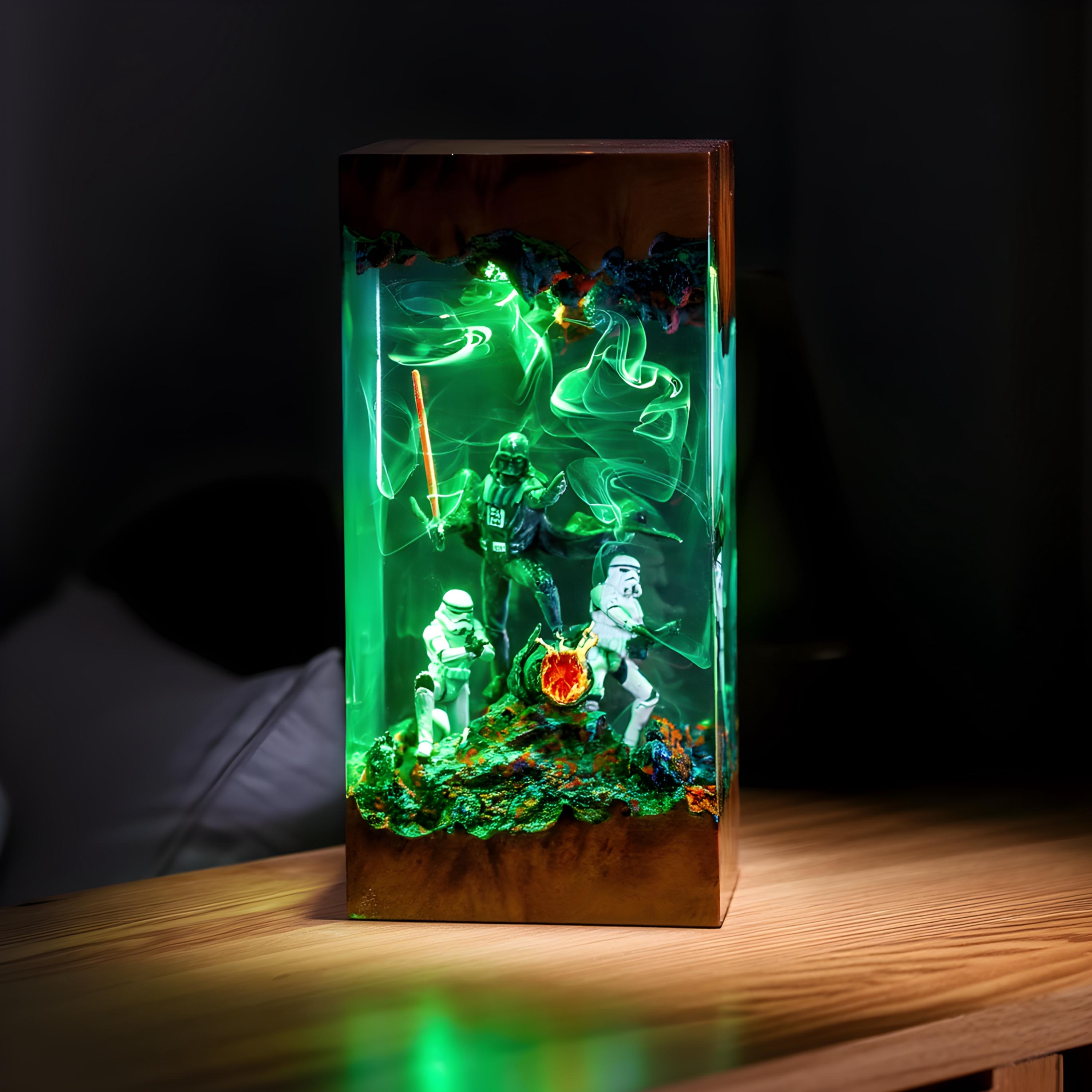 il_fullxfull.7986960753_5rbe Darth vader diorama resin lamp, star war wall art for him, Sword lightsaber for gaming decor room