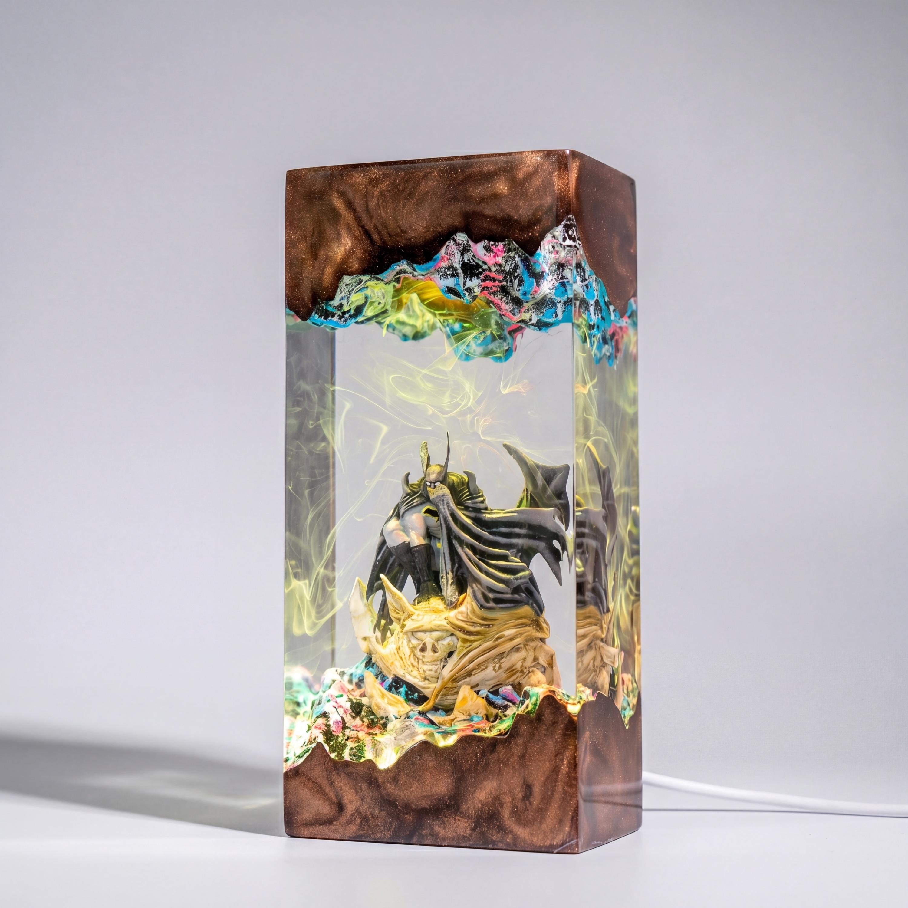 Batman Resin Lamp, DC Superhero Lamp, Unique Superhero Gift for him, DC Comic Epoxy Art Desk Decor Gift For Him, Jeff the Shark Resin Lamp
