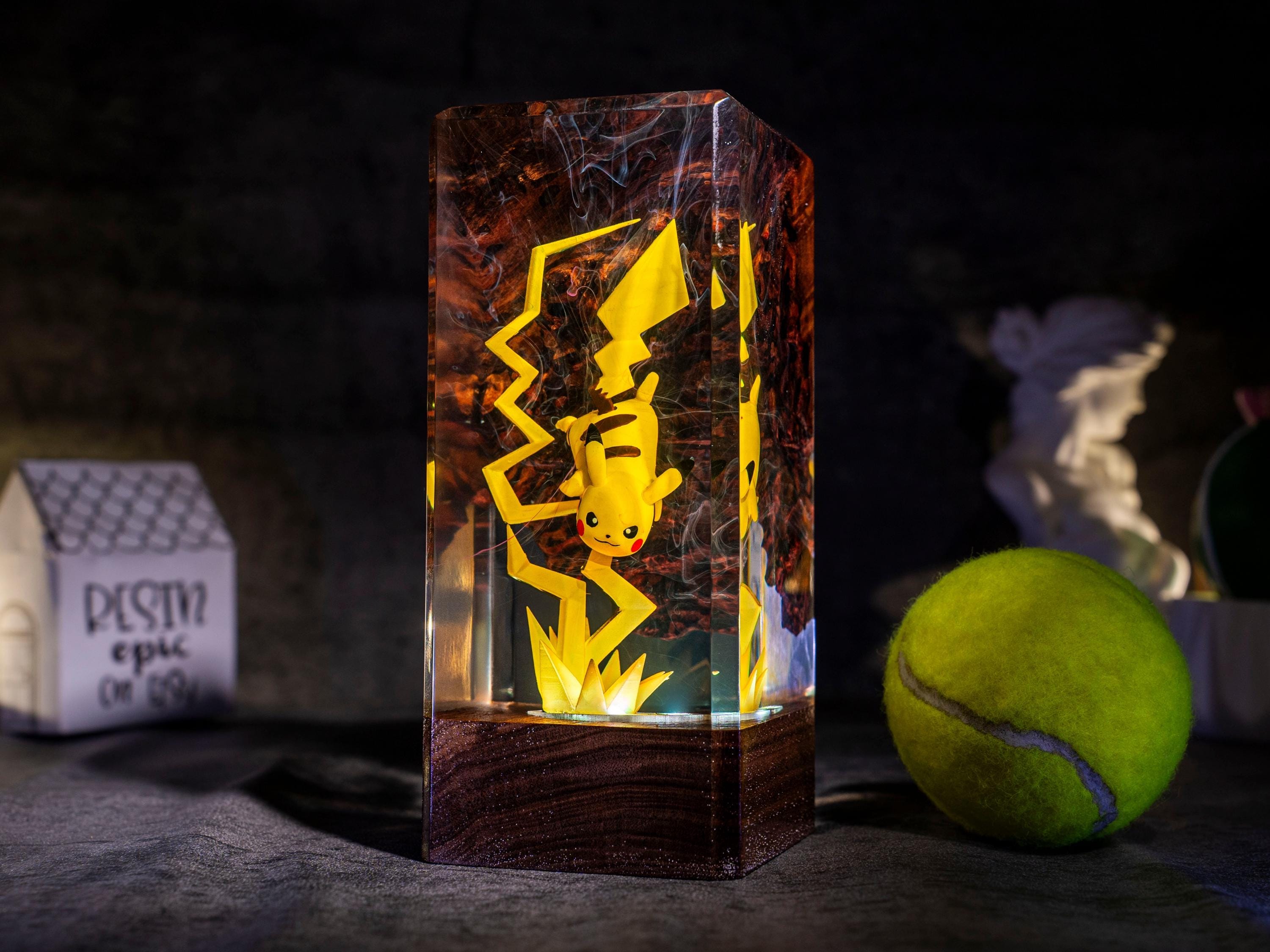 Handcrafted POKEMON Resin Lamp – PIKACHU Night Light, Custom Home Decor, Ideal Gift for Kids,