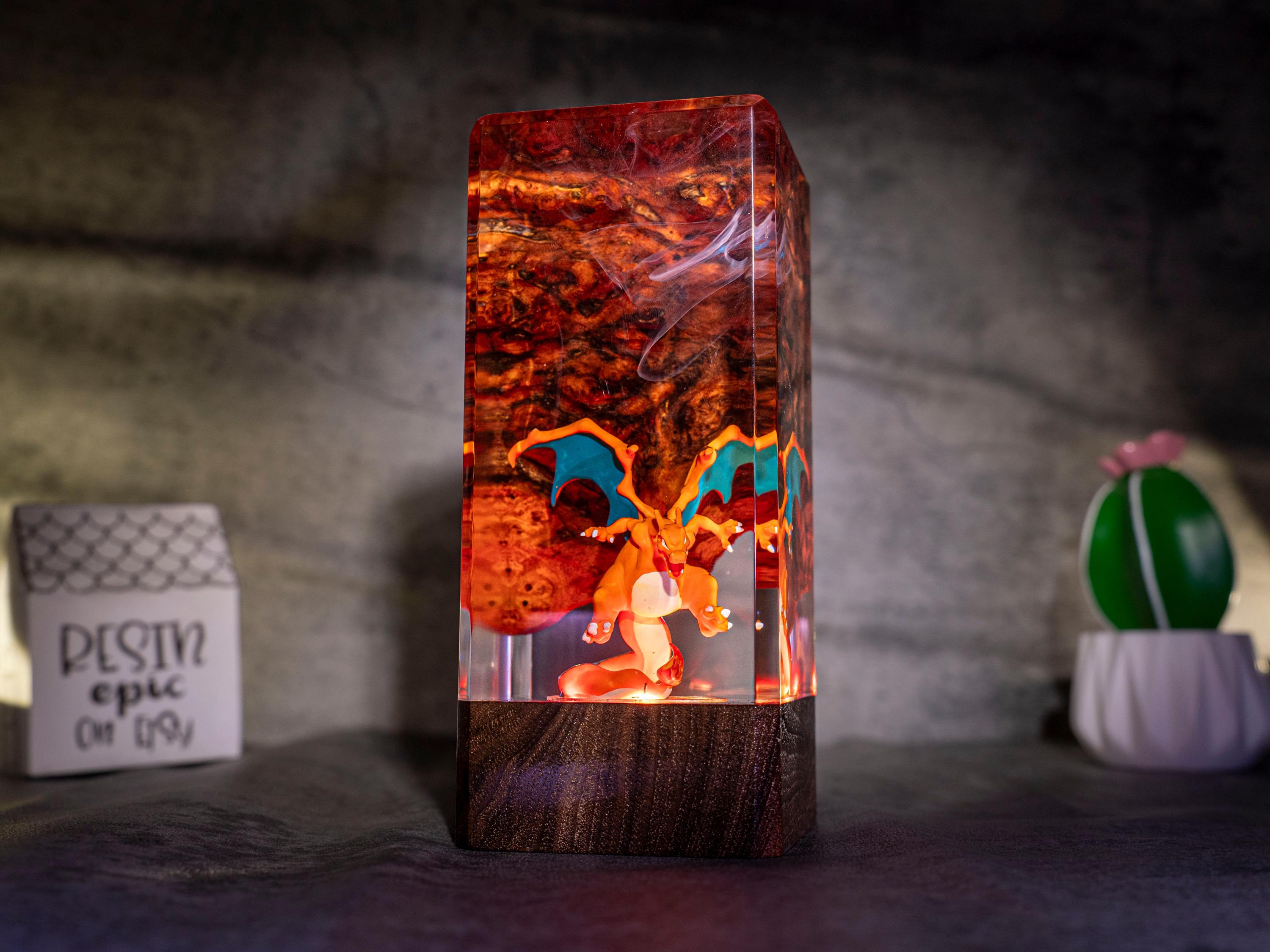Handcrafted POKEMON Resin Lamp – PIKACHU Night Light, Custom Home Decor, Ideal Gift for Kids,