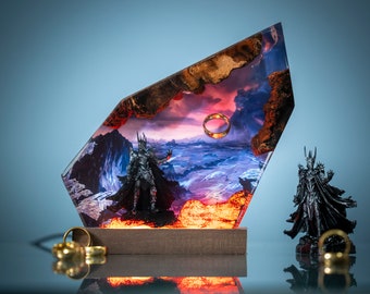 Ri.ng OT da.rk lo.rd  Resin Lamp - Sau.ron Resin night light, Volcano Lava Decor for Living Space, Unique Gift for men, diorama resin epoxy