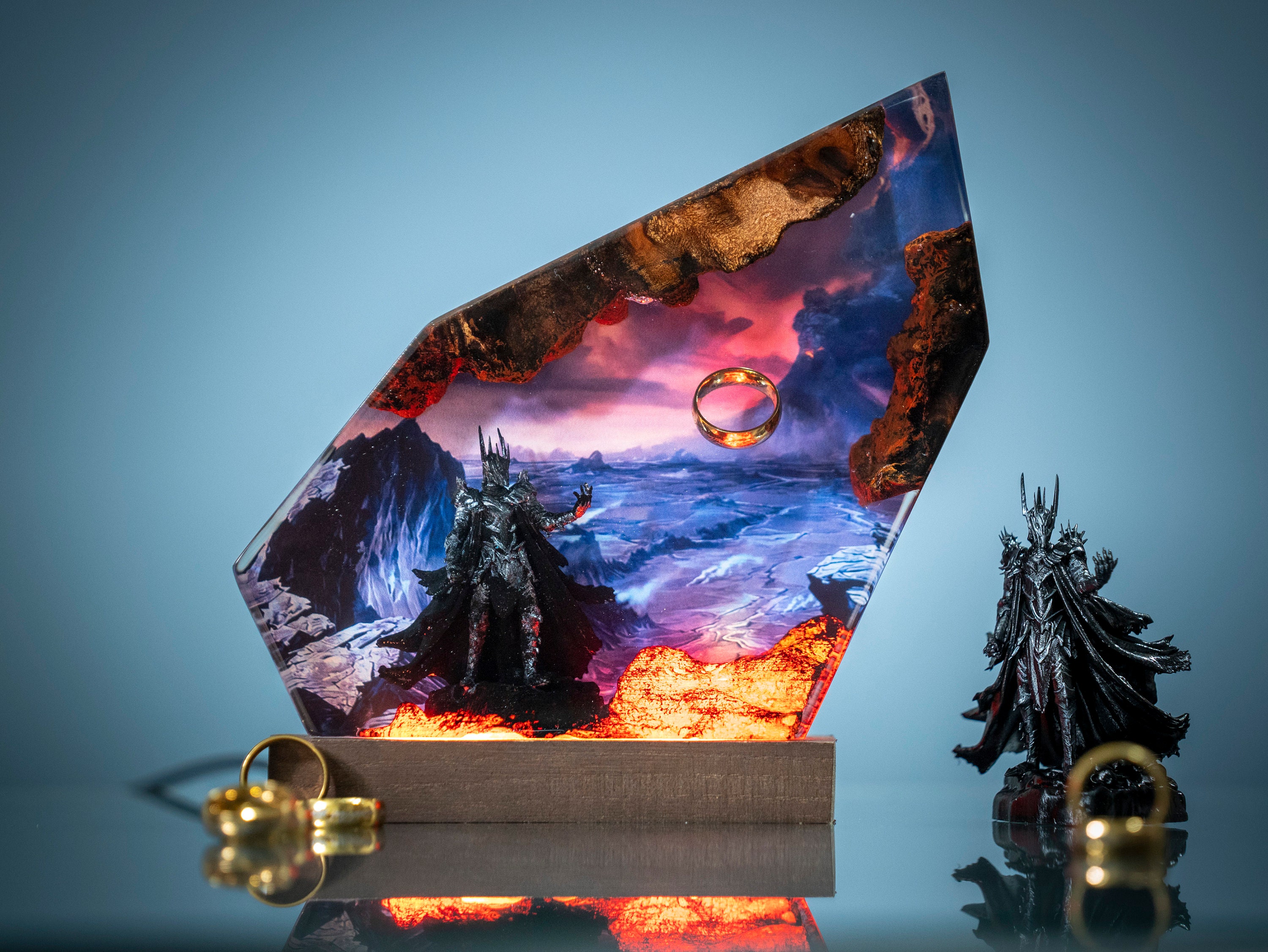 Diorama Power Ring lamp, Custom Epoxy Resin Lamp, Lighting Home Decor, boyfriend gift, gaming decor, art decor lamp, gift for mom