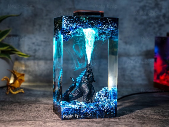 Handmade Beast Diorama Lamp – Atomic Breath Night Light, Kaiju