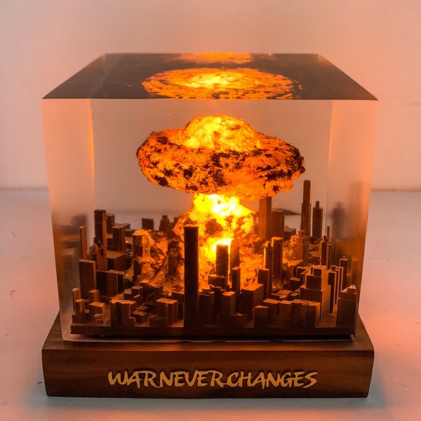 Explosion Bomb resin lamp, atomic bomb resin night lights, nuke lamp fallout, 3D resin LED home decor, Storm Cloud Lamp, Gift for him