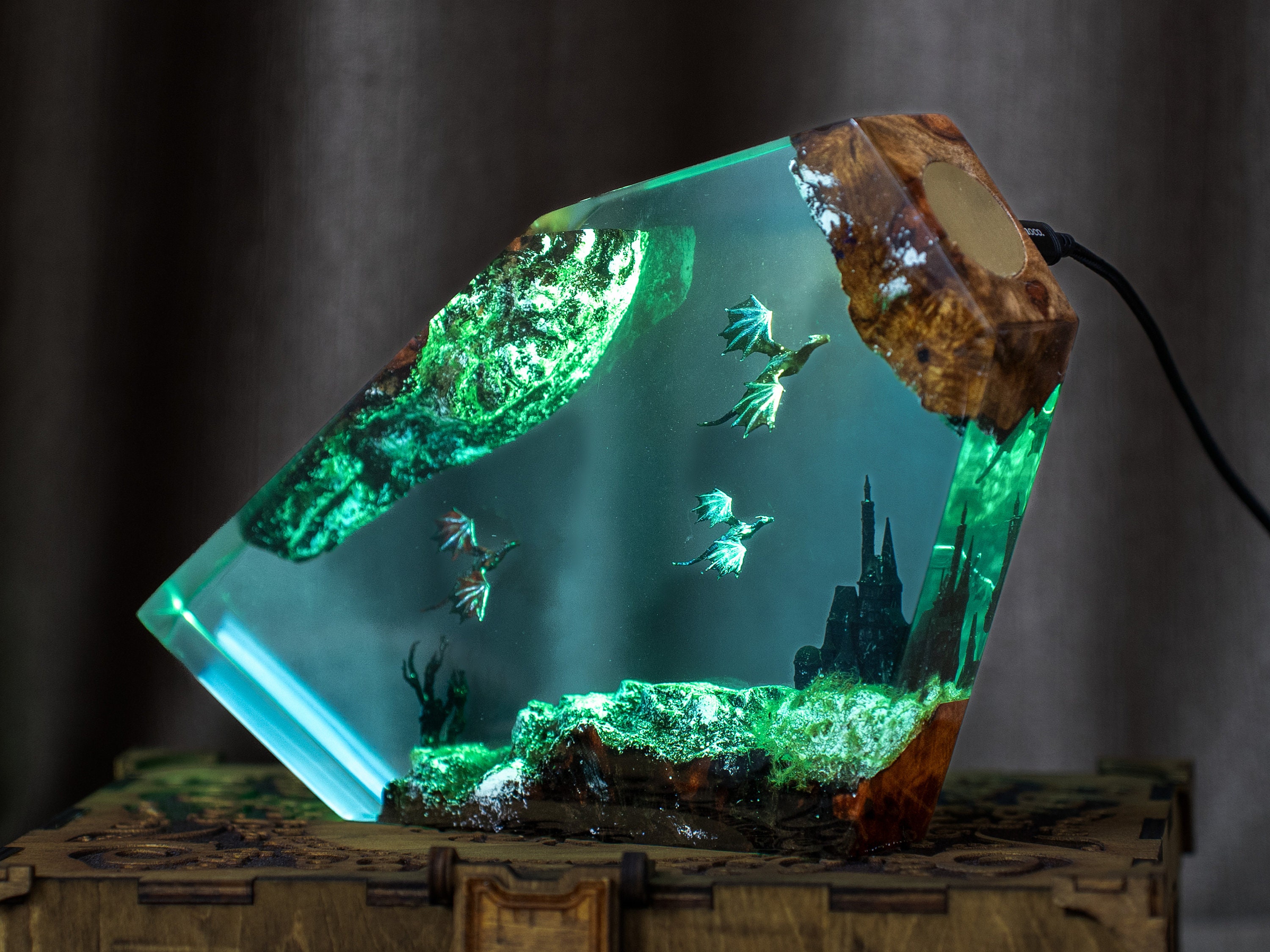 Dragon Resin Night Light, Fire Dragon and Ice Dragon Lamp, christmas gift ideas for him