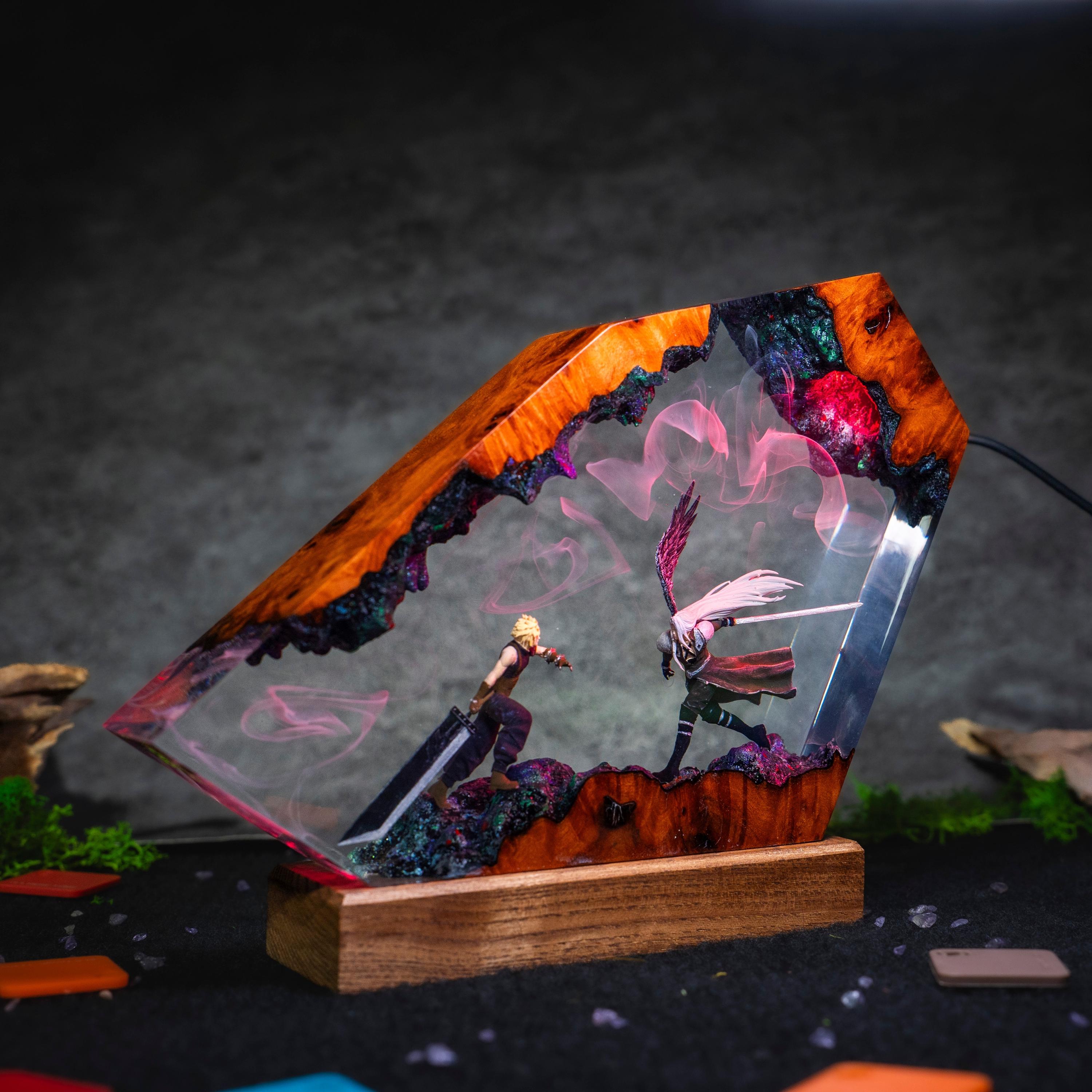 Sephiroth Resin Lamp Diorama | Handmade Final Fantasy 7 Night Light,  ff5 resin lamp, father's day gift ideas, gift for him