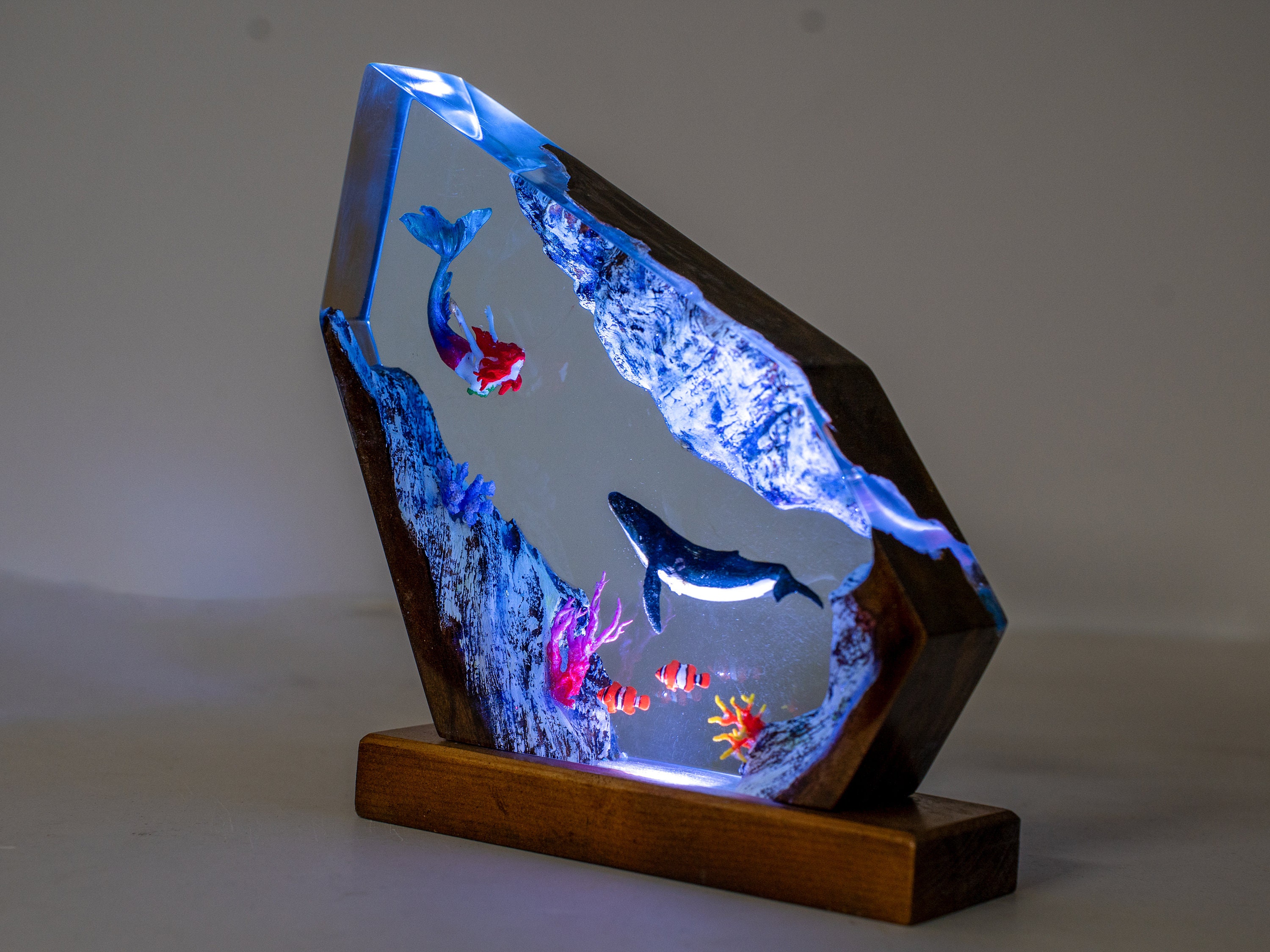 Turtle and Mermaid Resin night lights | Unique gift for daughter, Clownfish resin lamp - A picture of The Ocean in miniature, gift for mom
