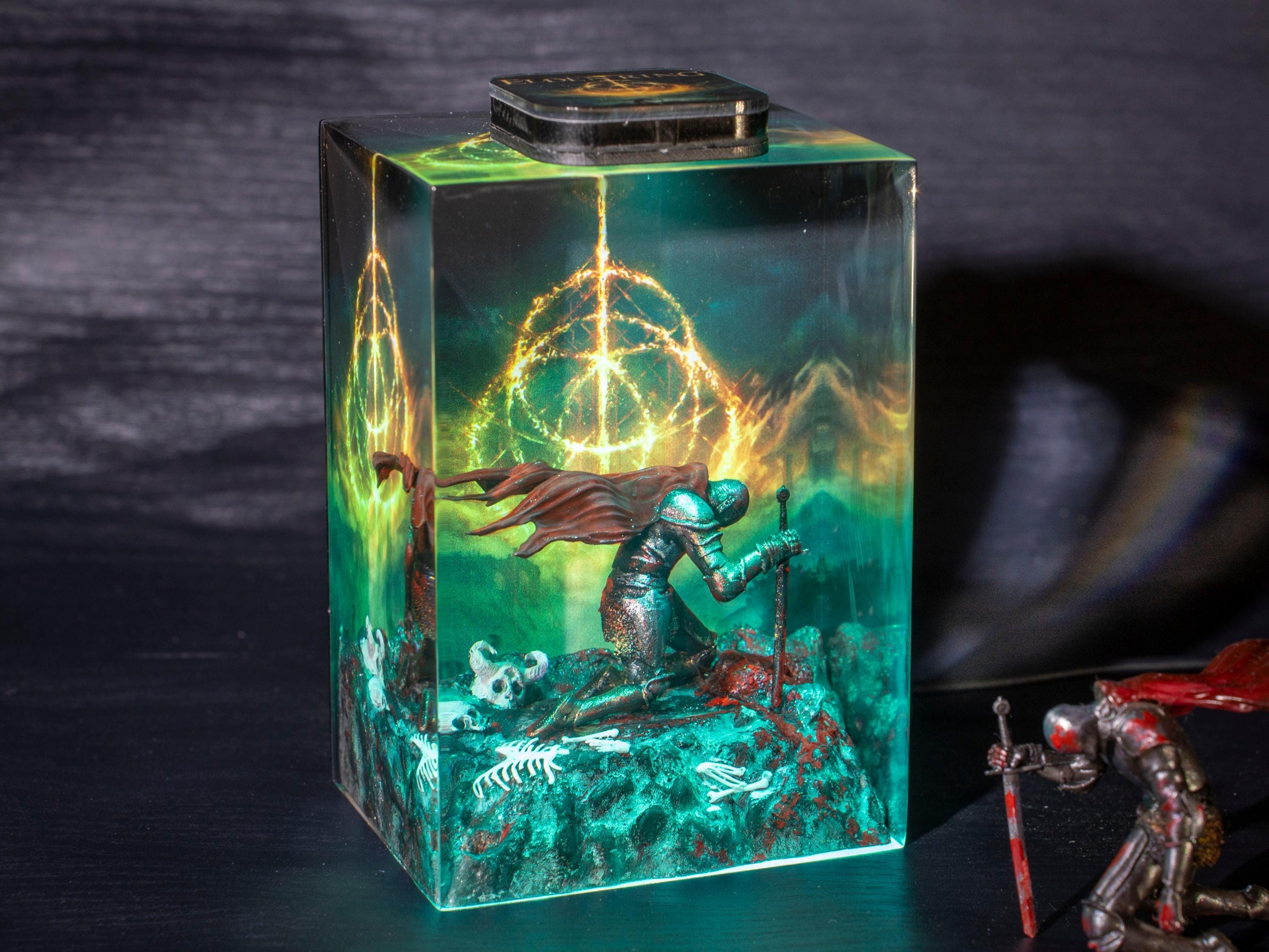 il_fullxfull.6333218525_og3h Epic Warrior Resin Lamp – Handmade Diorama Night Light, Gaming Desk Decor, Fantasy LED Light Gift for Him, Epoxy Game Gifts