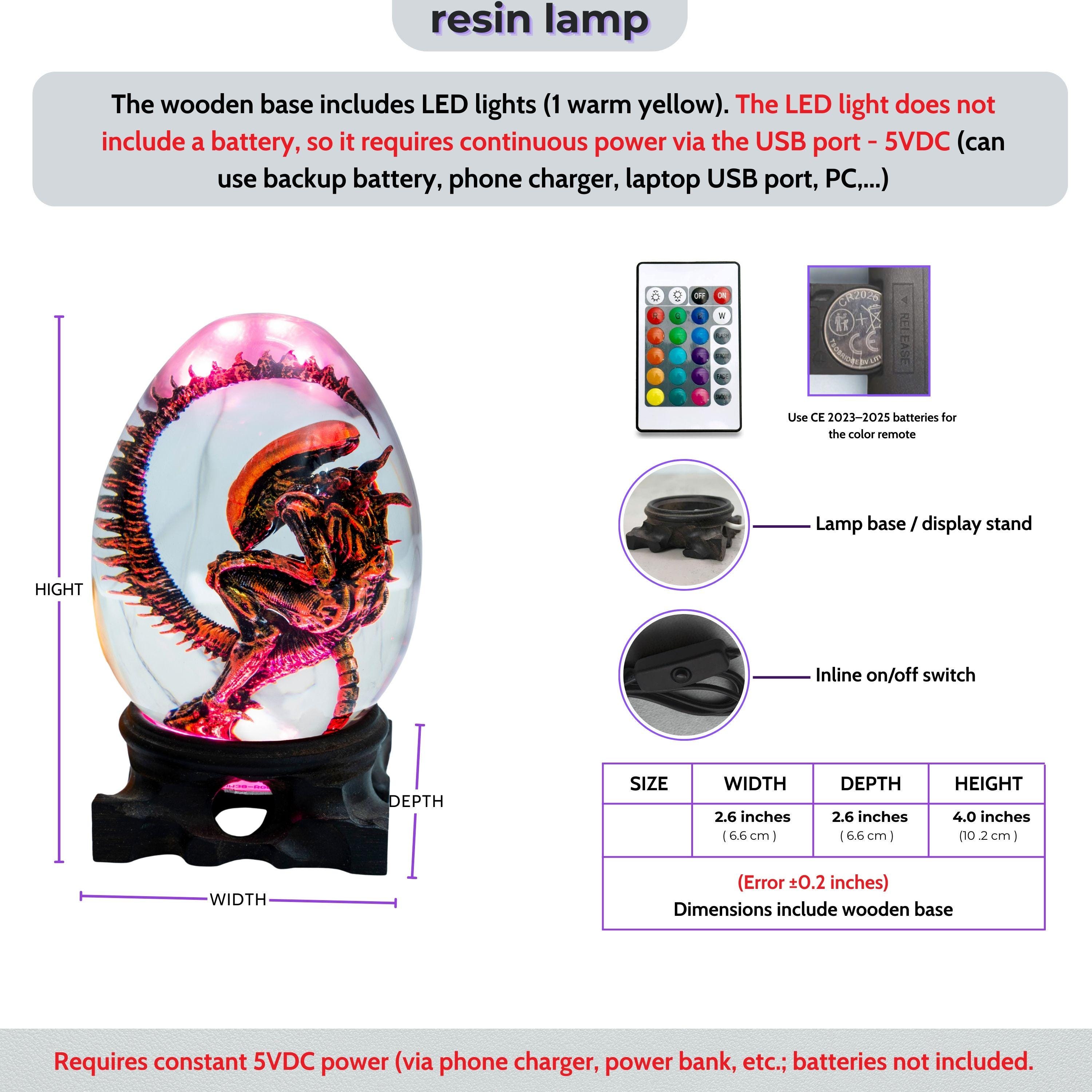Resin Alien Specimen Lamp – Horror Sci-Fi Egg Light, Sci-Fi Creature Night Light, Xenomorph Specimen Tube Resin Lamp