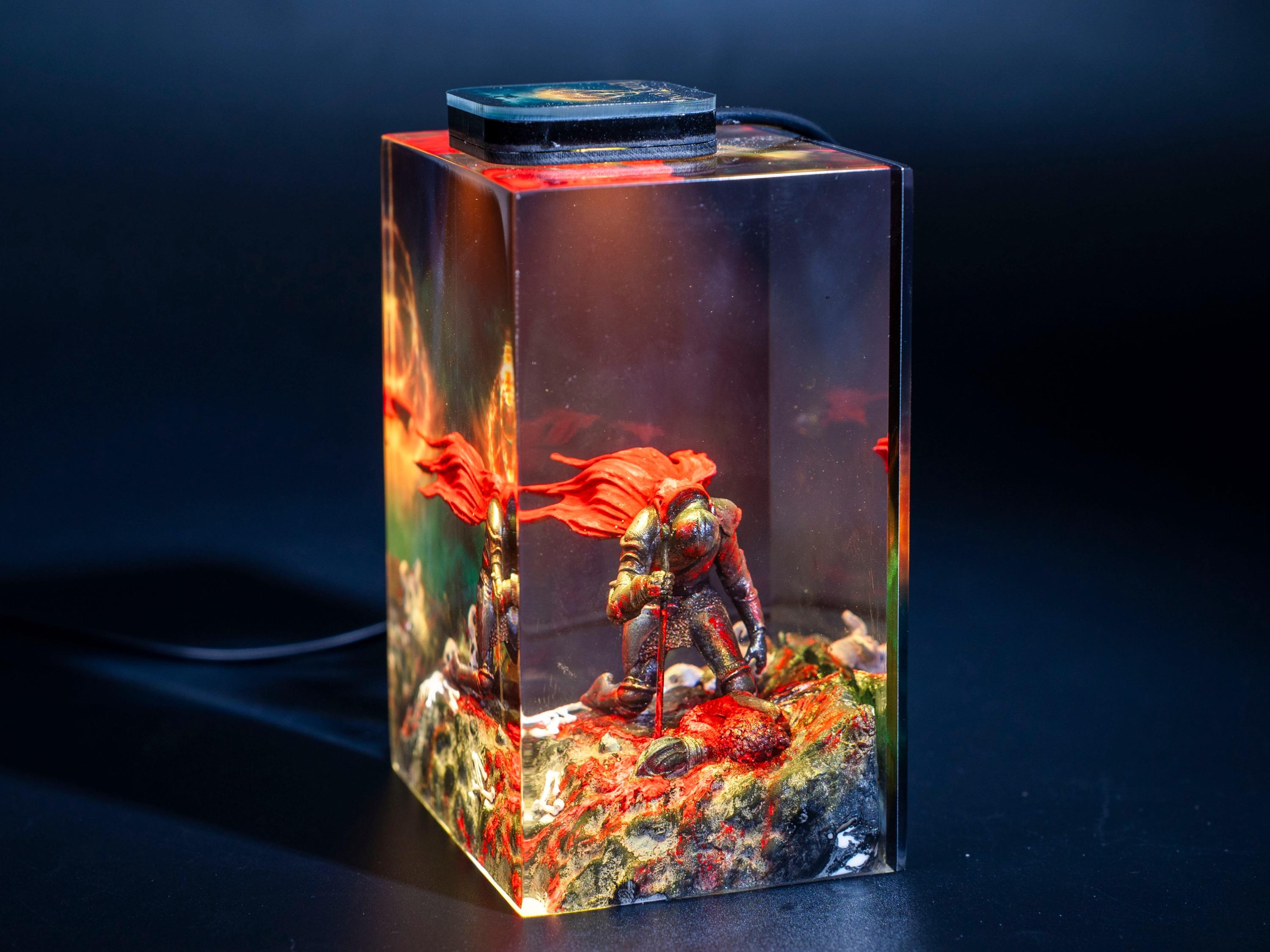 il_fullxfull.6285160826_lt3k Epic Warrior Resin Lamp – Handmade Diorama Night Light, Gaming Desk Decor, Fantasy LED Light Gift for Him, Epoxy Game Gifts