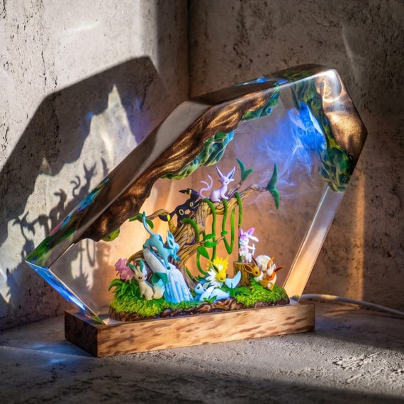 【hiyo】Eve CD,DVD,Blu-ray,グッズまとめ売り Eevee Evolution Resin Night Light, Unique Epoxy Lamp for Kid