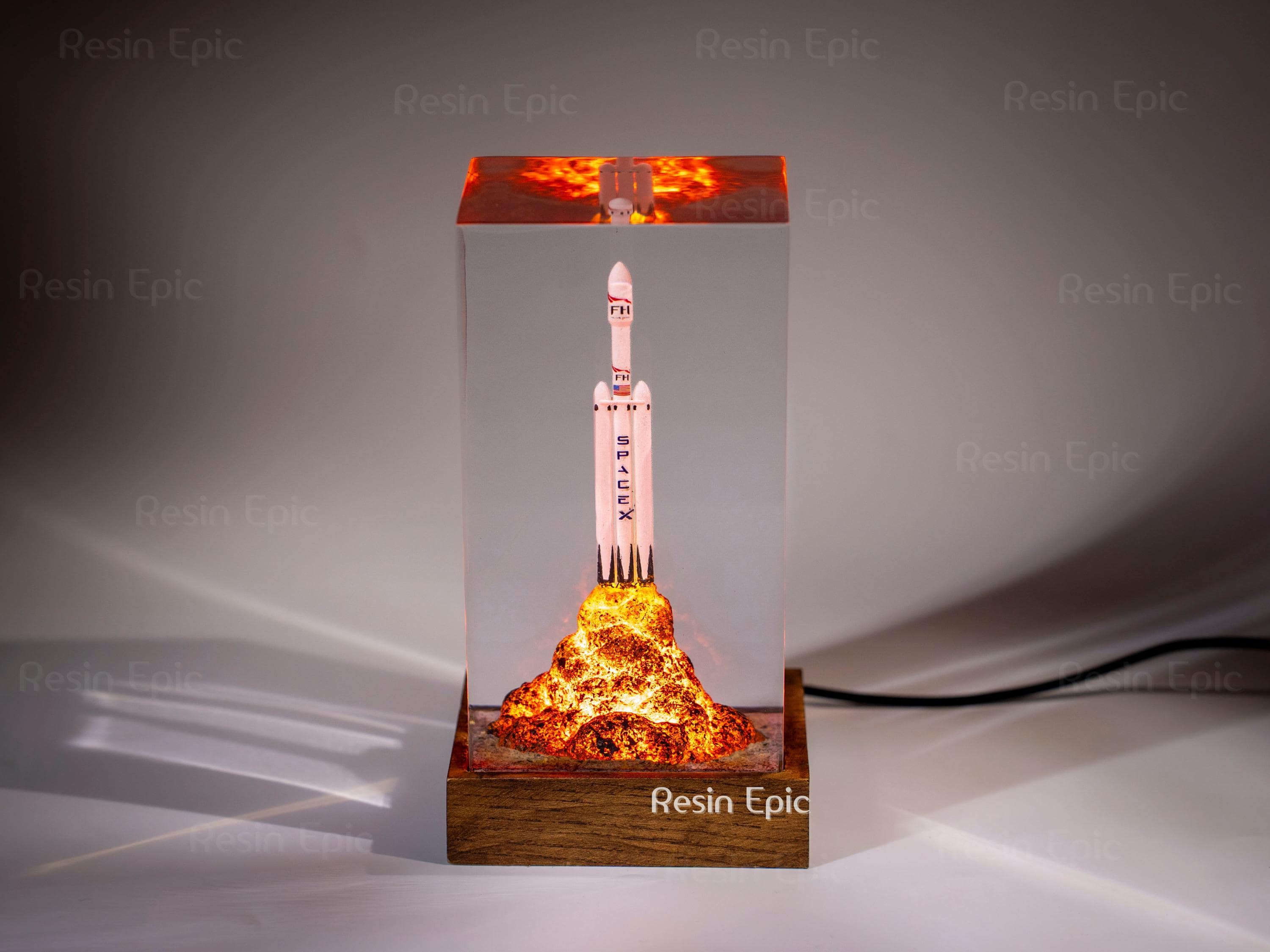 il_fullxfull.6421991735_3lt4 SpaceX Falcon Heavy resin night lights, Starship diorama lamp, Falcon Heavy resin lamp - Handmade Decor, desk lamp, art decor lamp
