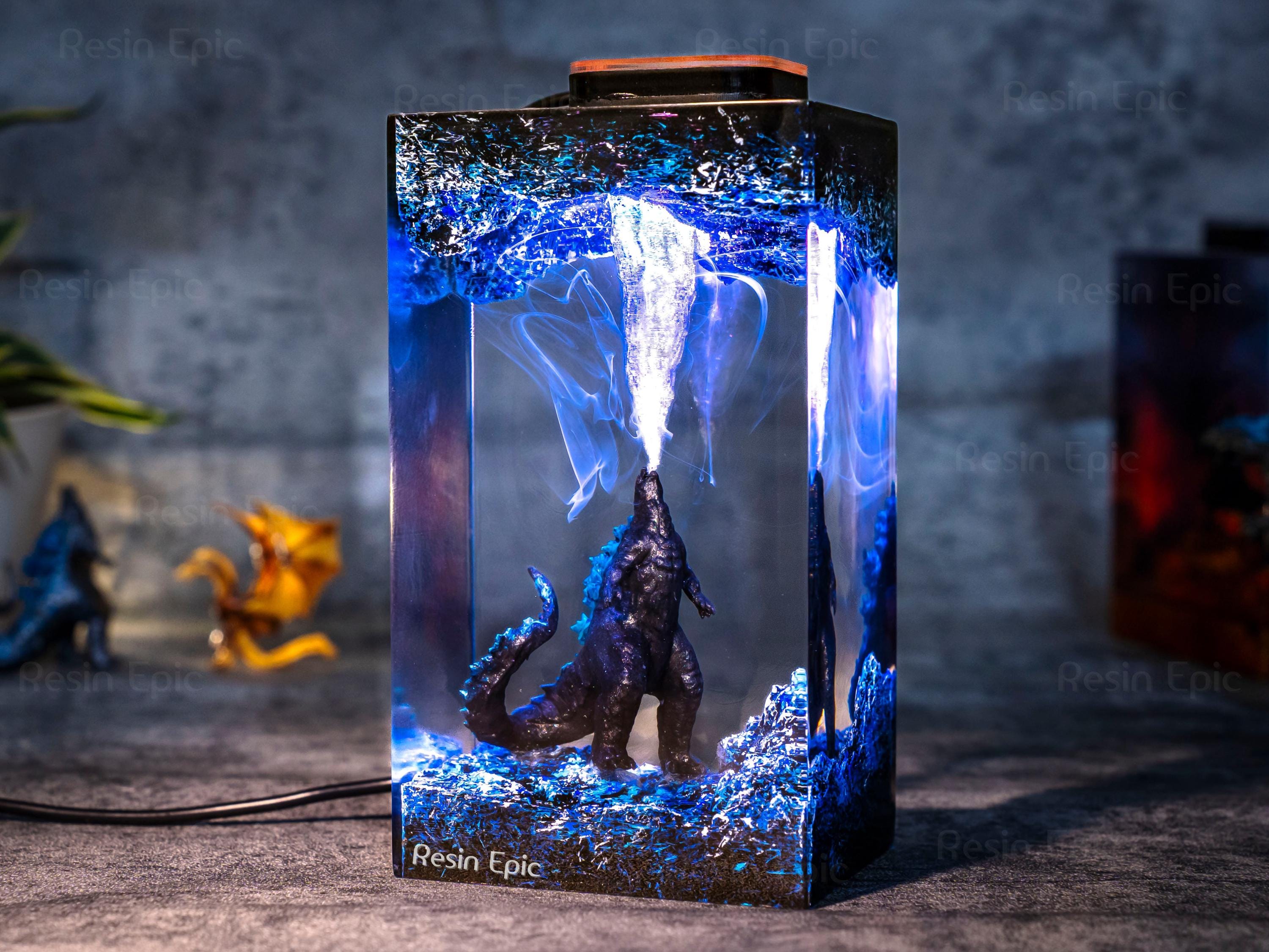 il_fullxfull.6426084800_6nhx Godzilla Handmade decor Epoxy Lamp- diorama resin lamp, handmade gifts for him, home decoration, godzilla lamp, mother's day